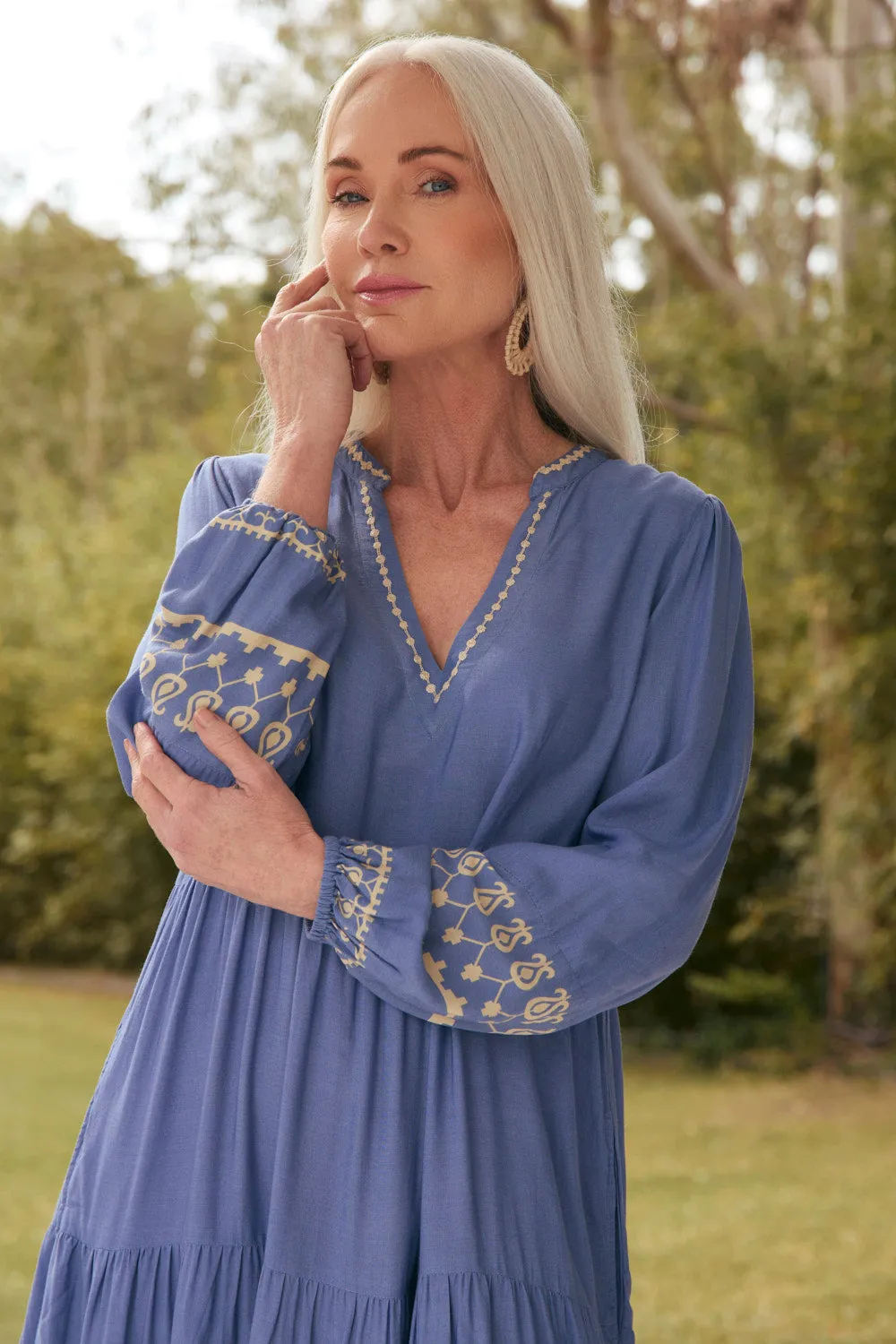 Pine Grove Sabre V-Neck Dress in Breeze
