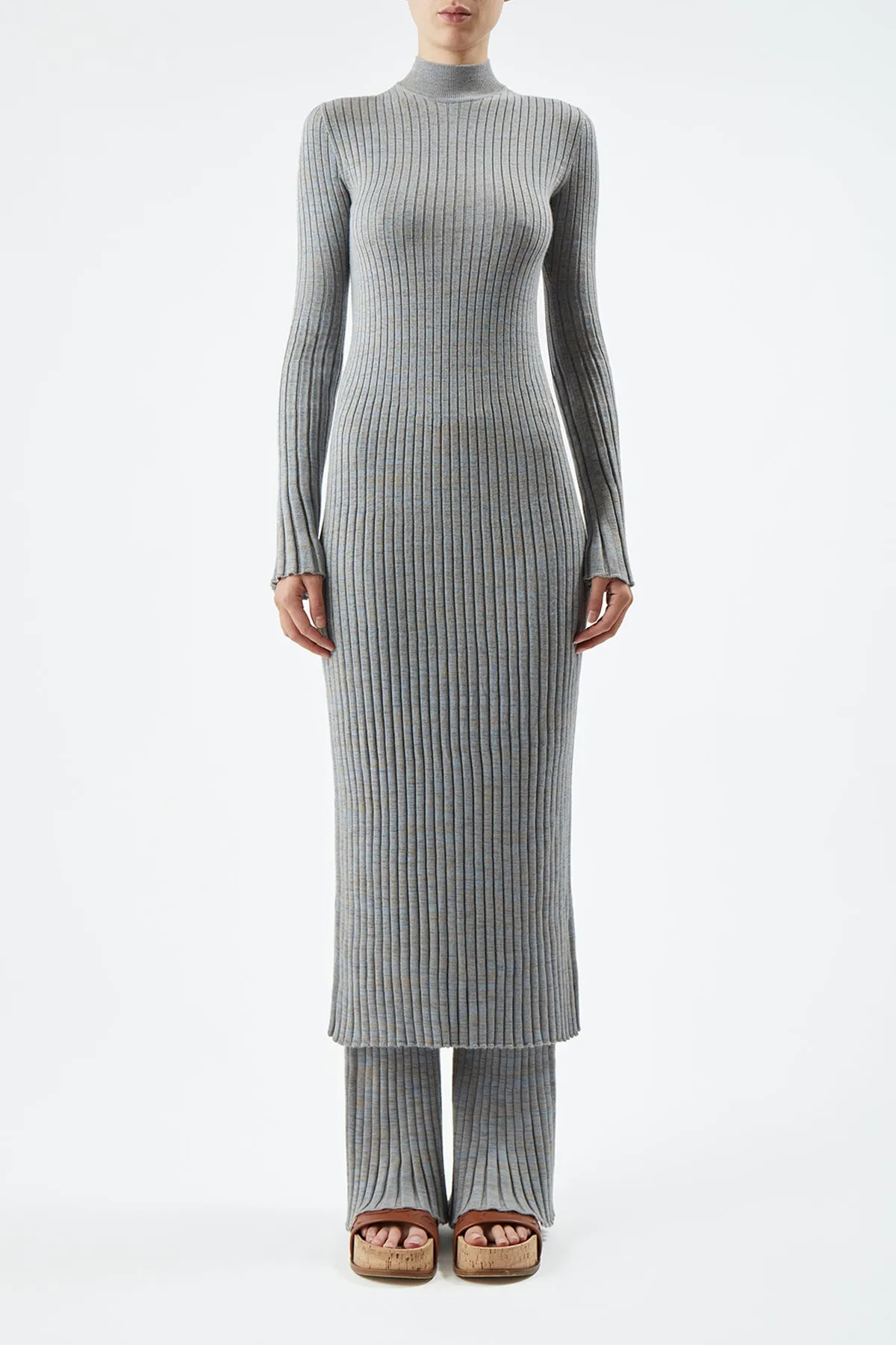 Castor Knit Dress in Light Blue Melange Cashmere QuickRelease Fasteners