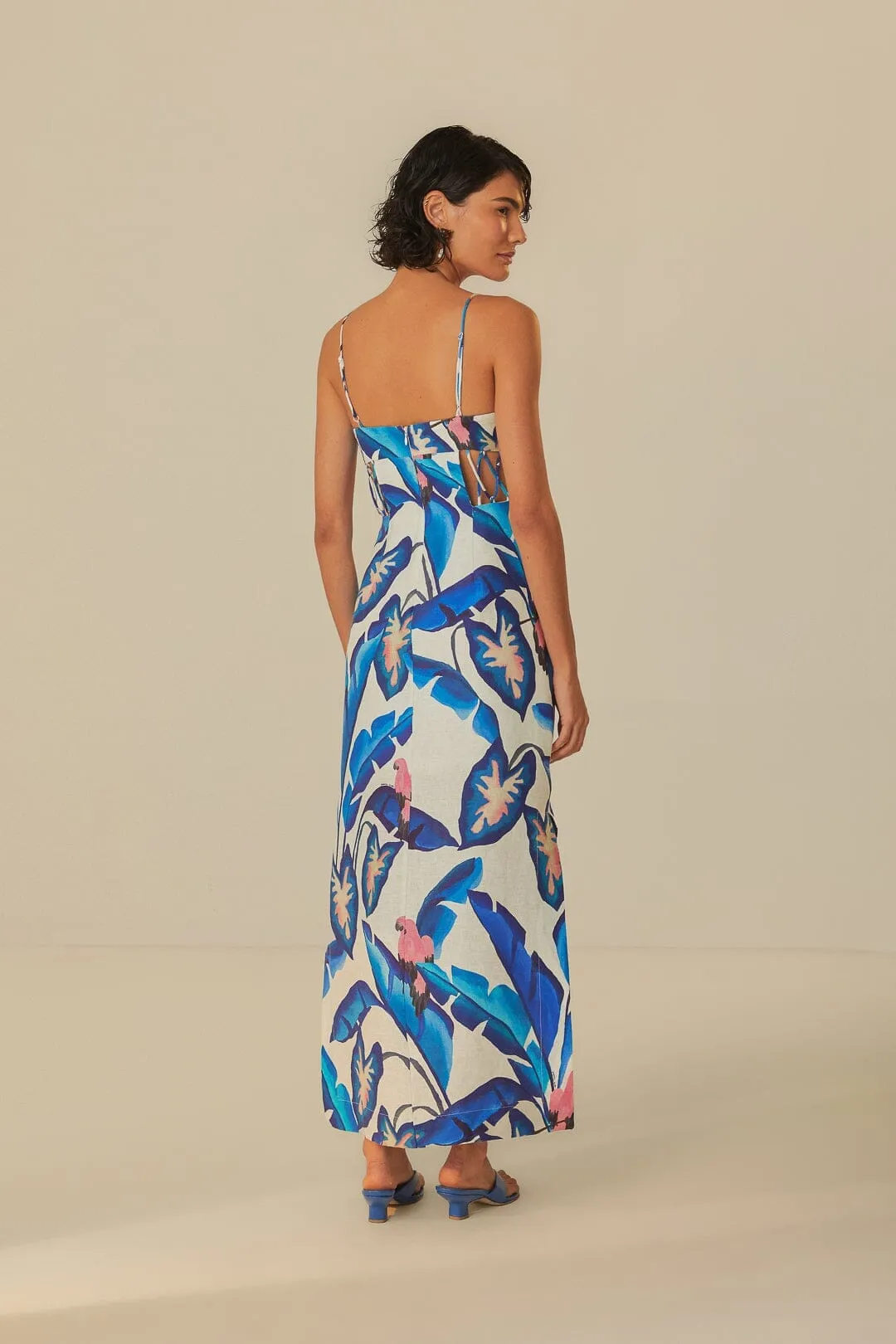 Off-White Blue Foliage Maxi Dress Blue Hour