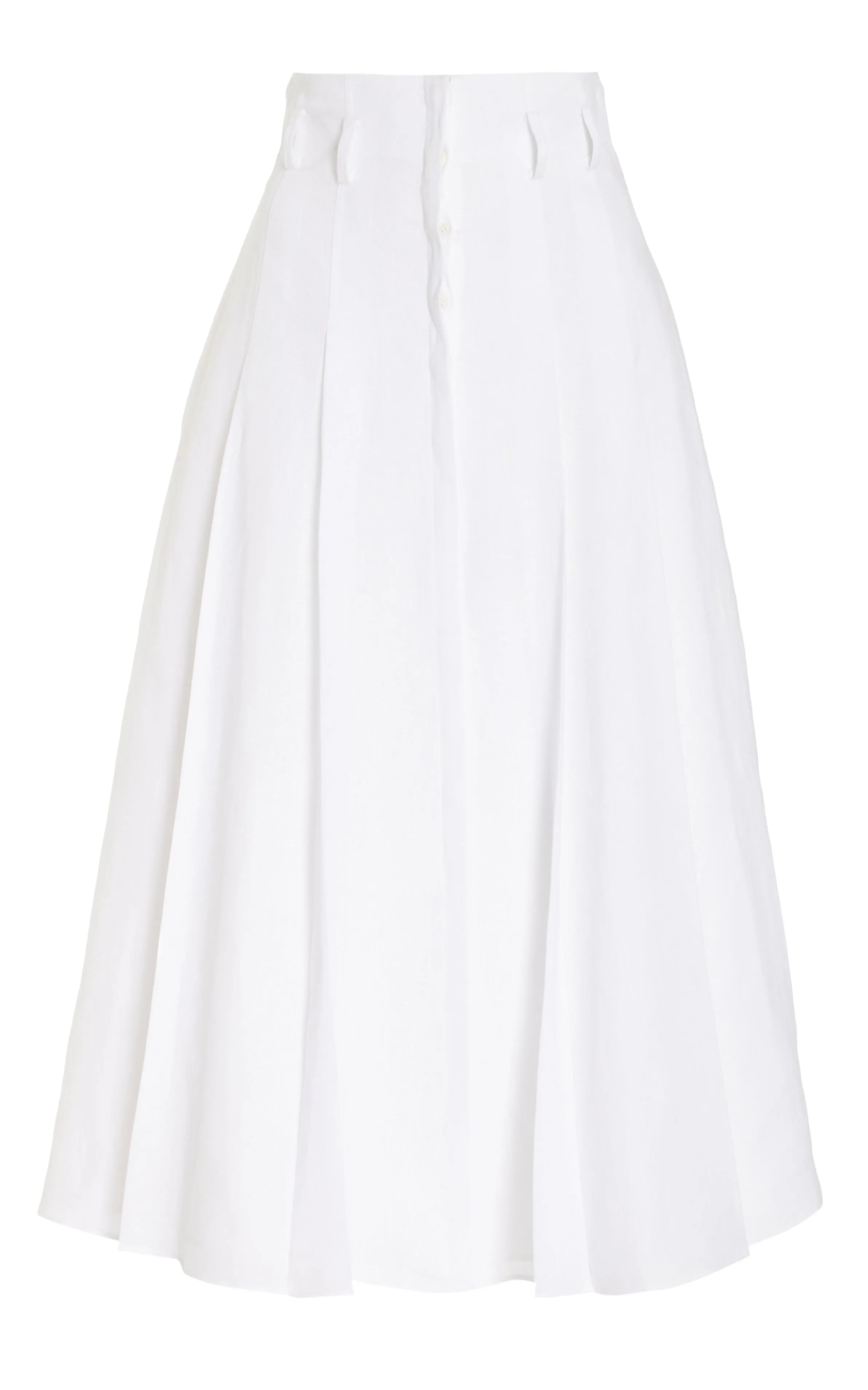 Outfit Moodboard Ultra Comfort Dugald Pleated Midi Skirt in White Aloe Linen