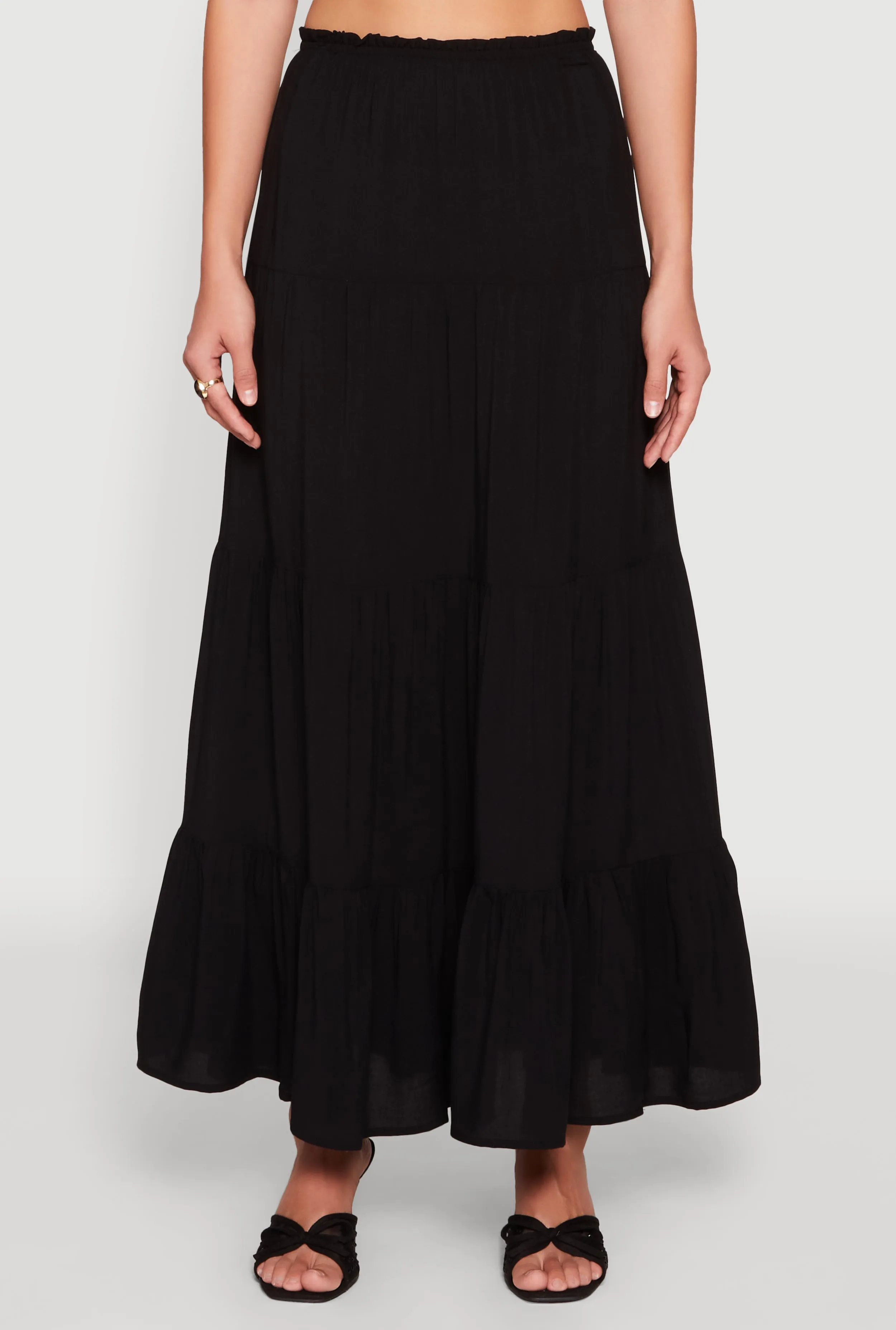 Almost Famous High Waist Tiered Skirt Split hem Smart Casual