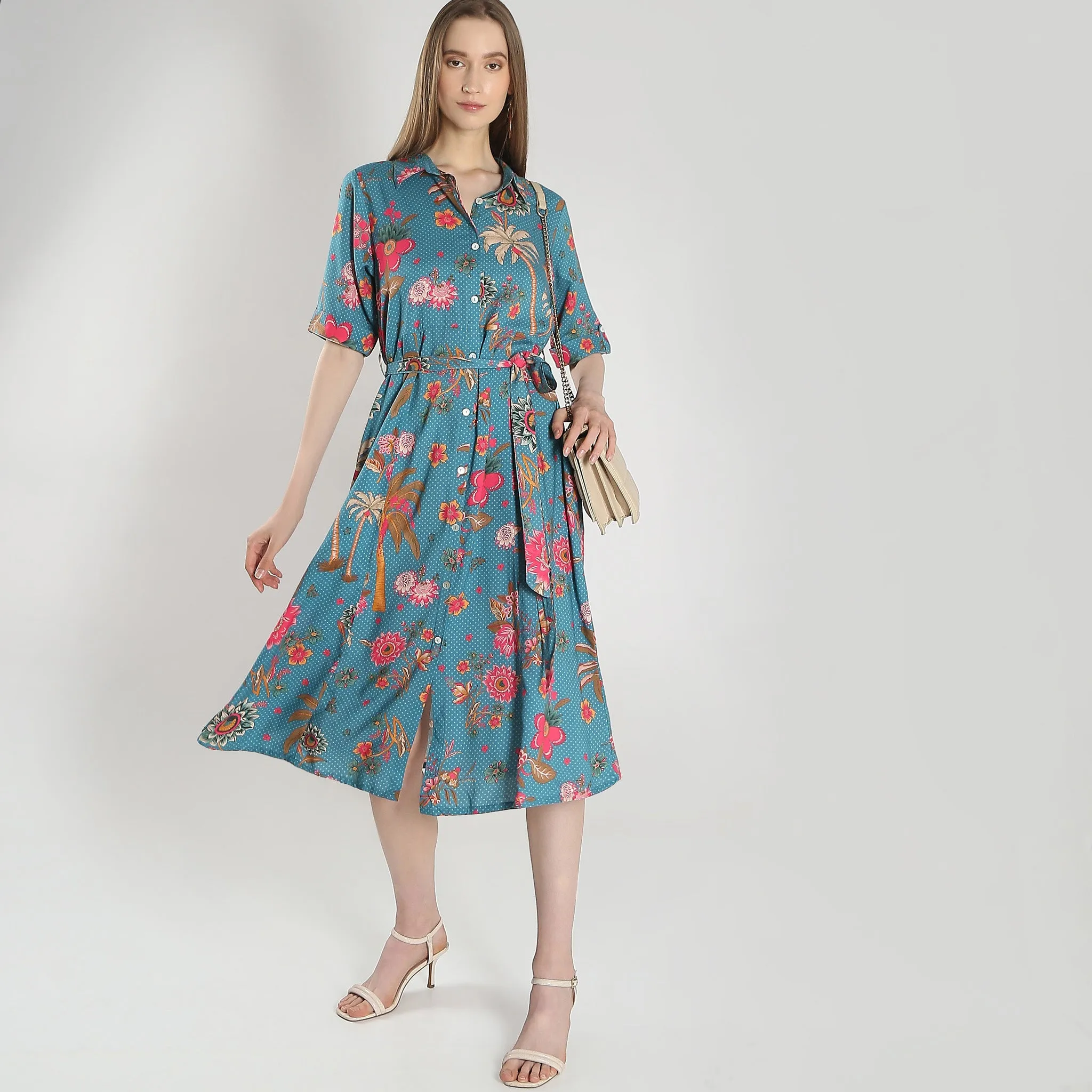 Flare Fit Printed Dress QuickReleaseFastener