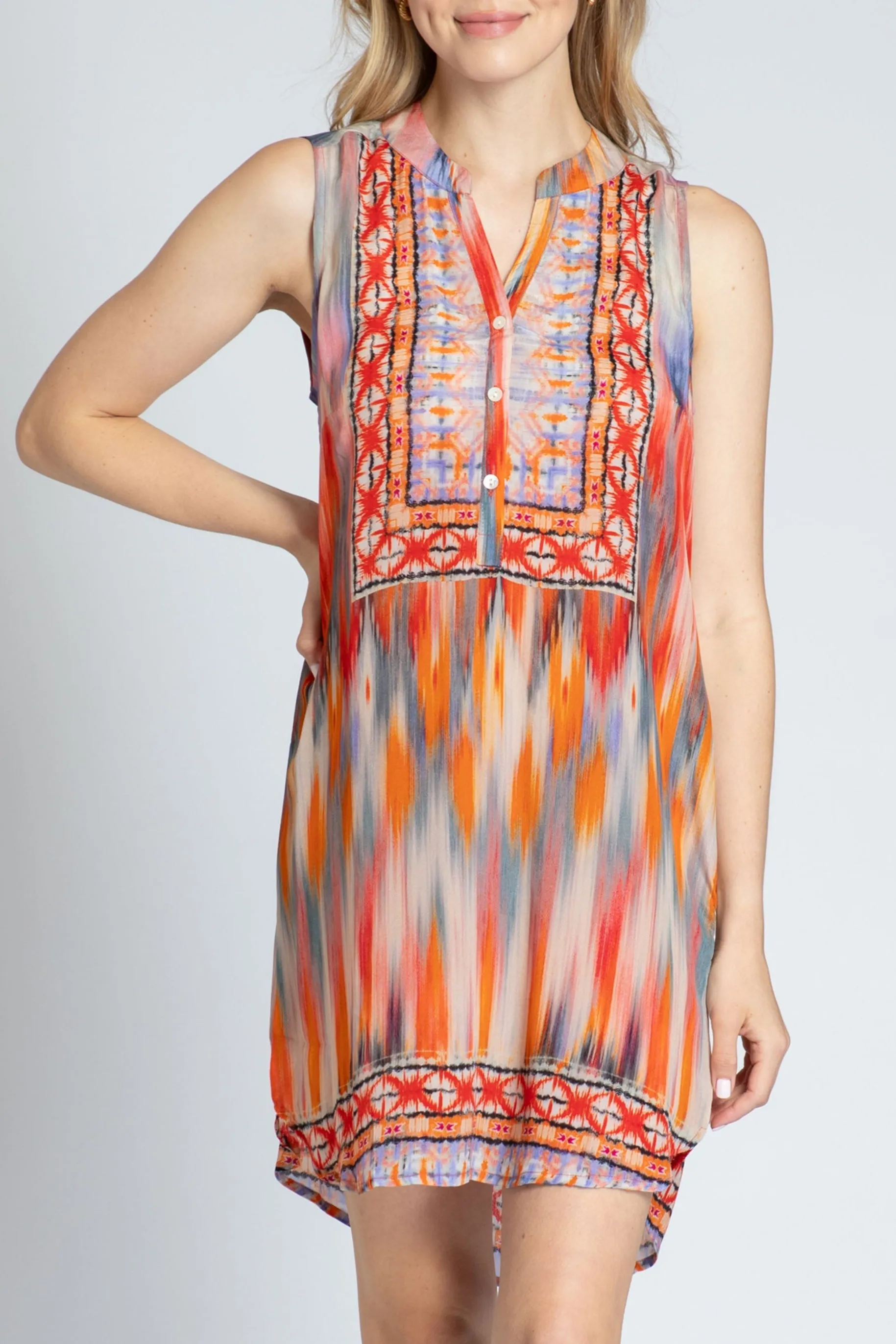 Sleeveless 1/2 Button-up Dress Fast Fit Serene Ease