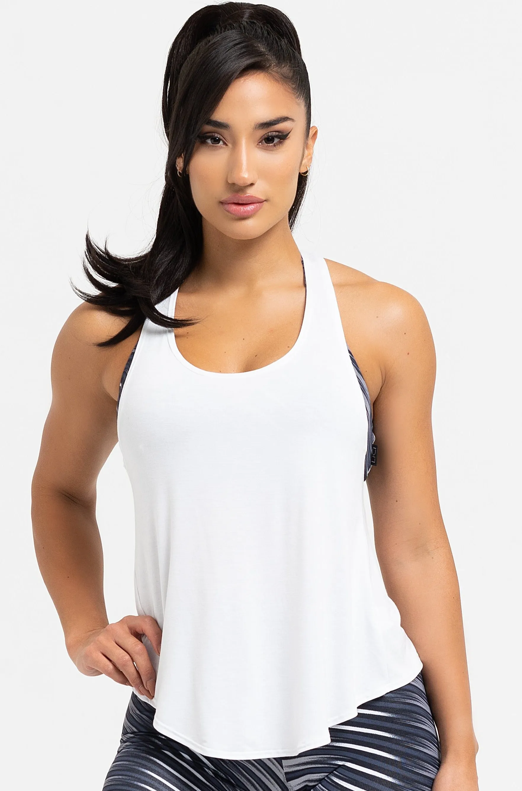 Magic Glow Snow Core White Petal Back Tank Top