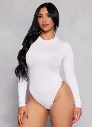 Versatile Cool Date Stylish Seamless Mock Neck Long Sleeve Bodysuit