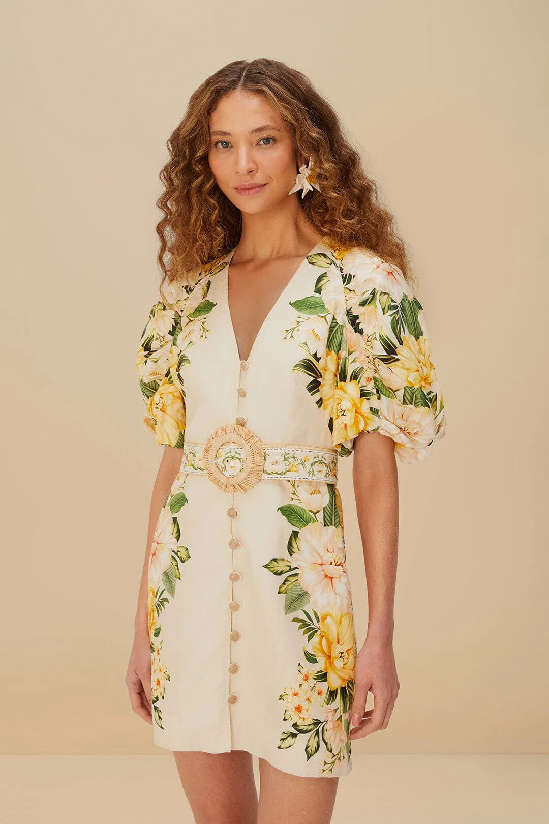Sand Garden Cascade Euroflax? Premium Linen Mini Dress Scene Cool Modest Coverage Cut