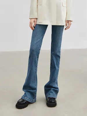 High Waist Flared Jeans Distressed Details Day To Night