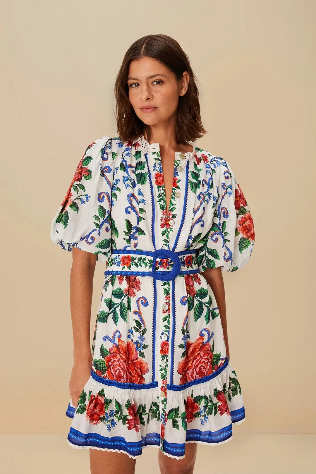 Off-White Flower Tapestry Mini Dress Hot Pick Chic Outfit