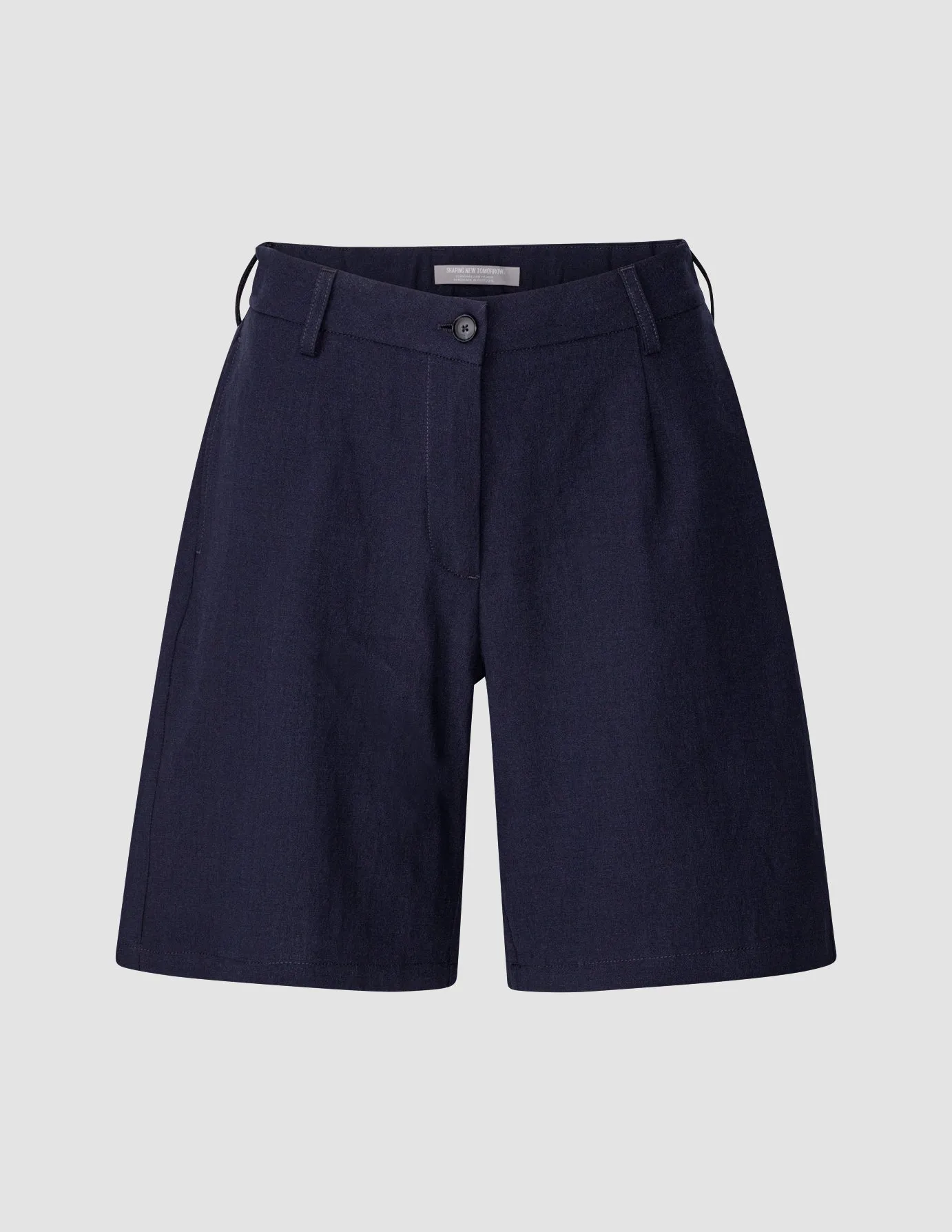 Multi Pocket System Linen Shorts Navy