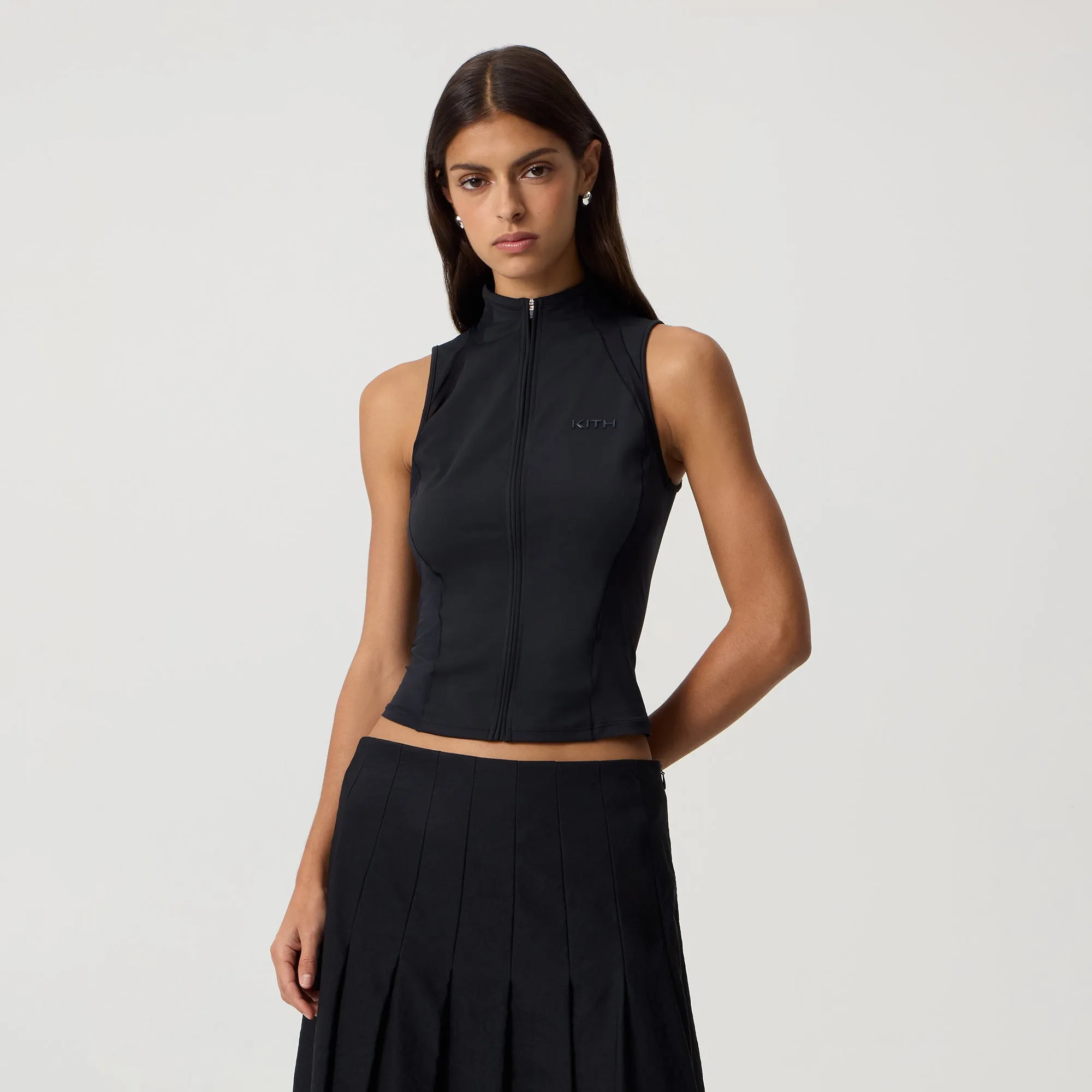 Kith Women Miyo Active Panelled Tank - Black Flexible Mobility Design UV Protective Layer