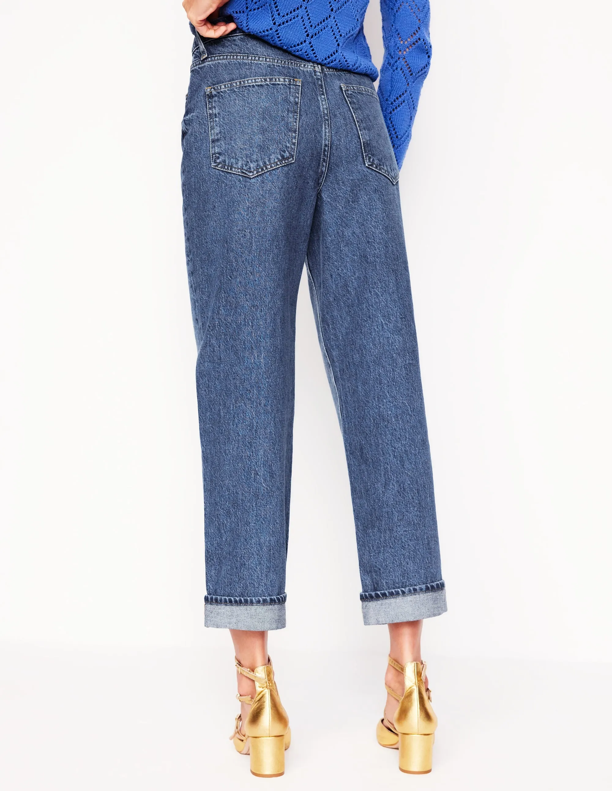 Mid Rise Relaxed Jeans-Mid Vintage Trend Friendly Slim Holiday Vibes Teen Outfit