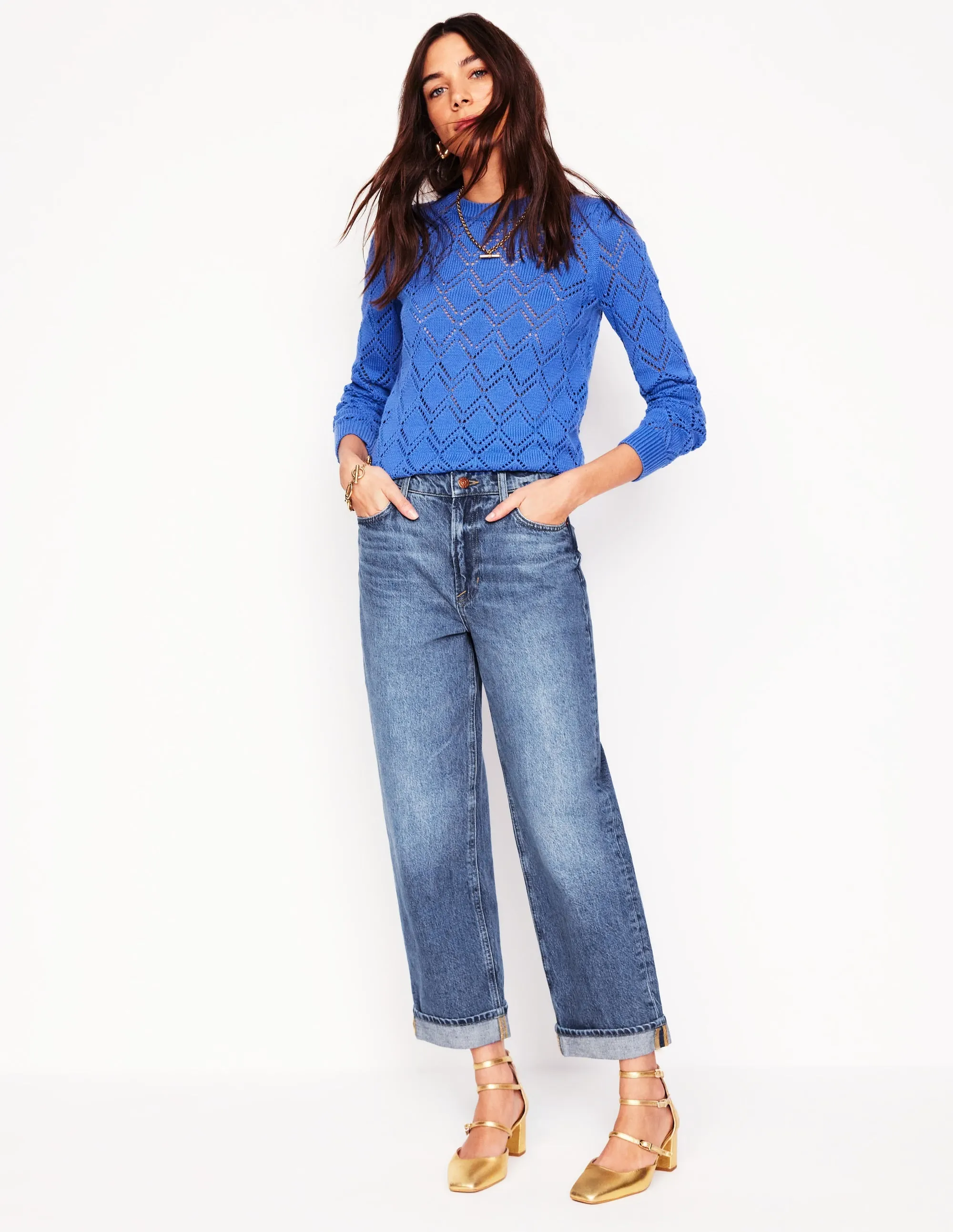 Subtle Palette Mid Rise Relaxed Jeans-Mid Vintage