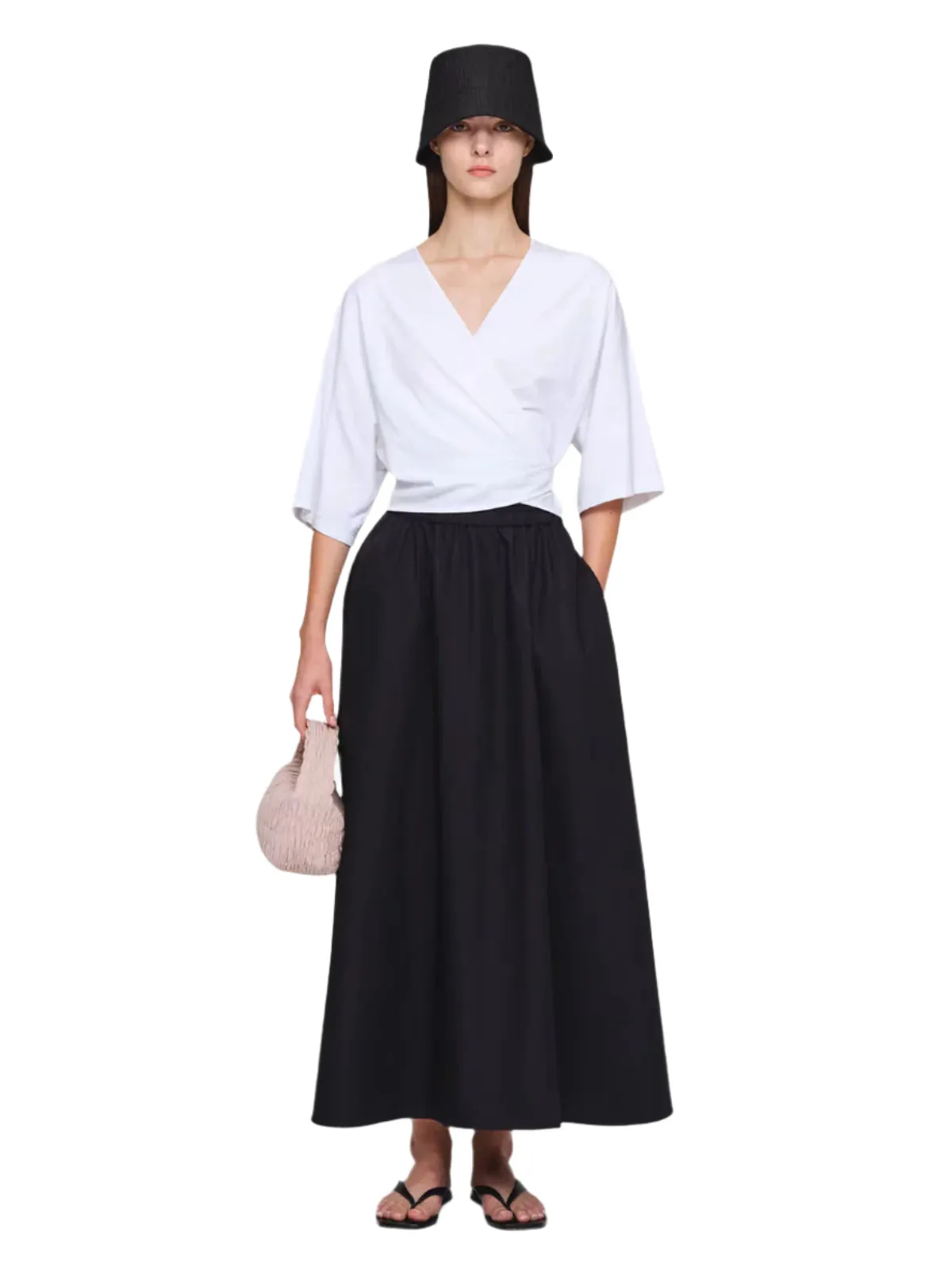 Performance Wear Black Arcay Paper Poplin Skirt