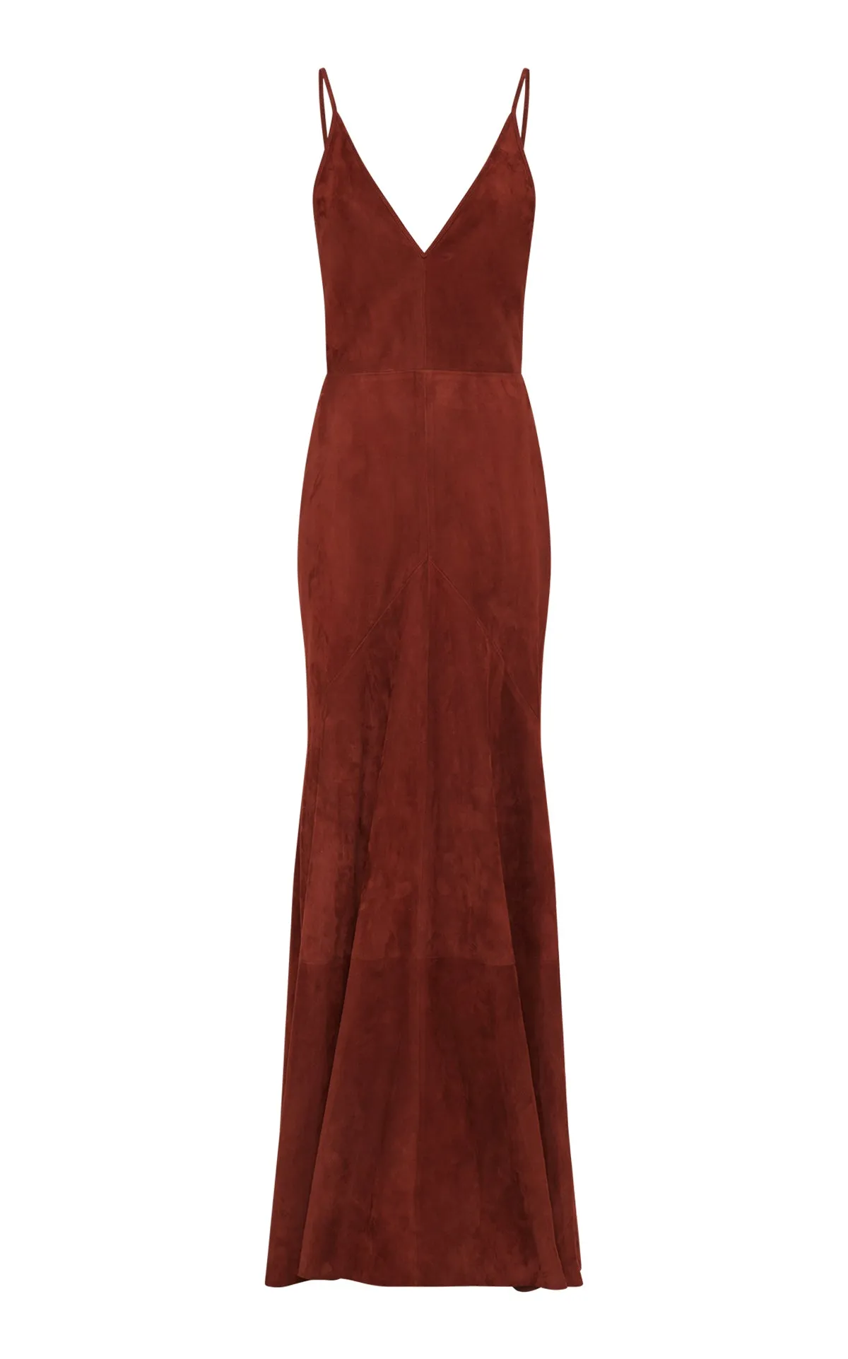 AntiStatic Treatment Match Fit Brigita Slip Dress in Burnt Sienna Suede