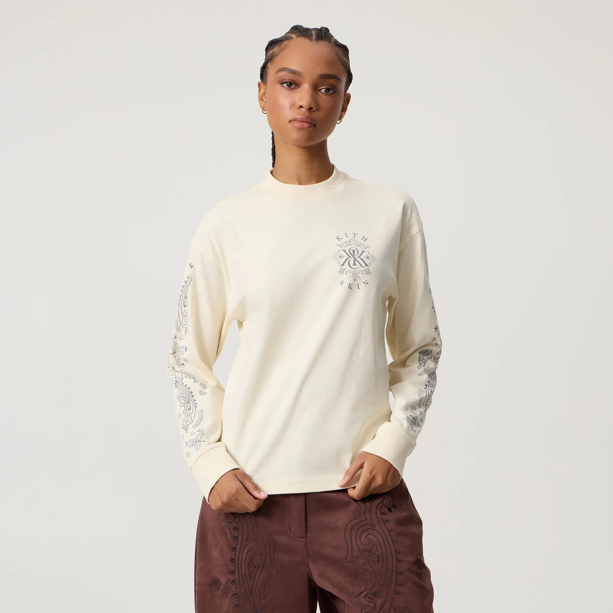 Kith Women Oversized Sonoma Western Kith & Kin Long Sleeve - Sandrift Timeless Layering