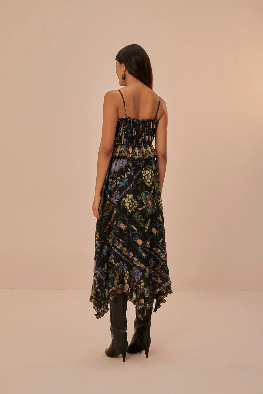 Southern Belle Winter Garden Black Pleated Lace Sleeveless Midi Dress