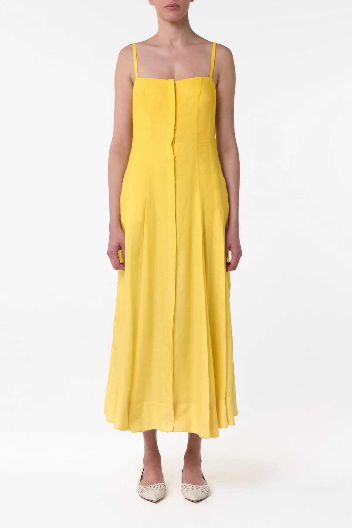 Balance Core Magritte Maxi Dress in Cadmium Yellow Cashmere Silk Herringbone