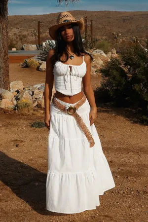 Barbados Linen Maxi Skirt - White Outfit Diary Elastic hemline