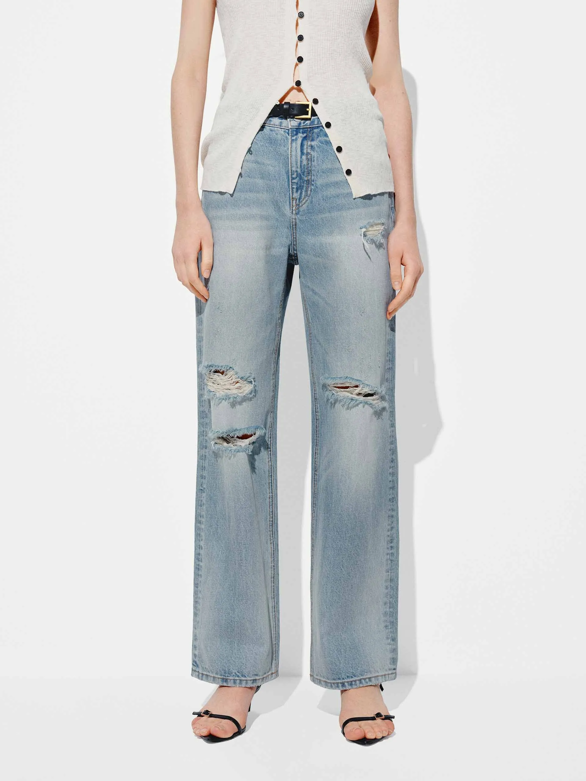 Yearlong Fit Ripped Cotton Ankle Jeans