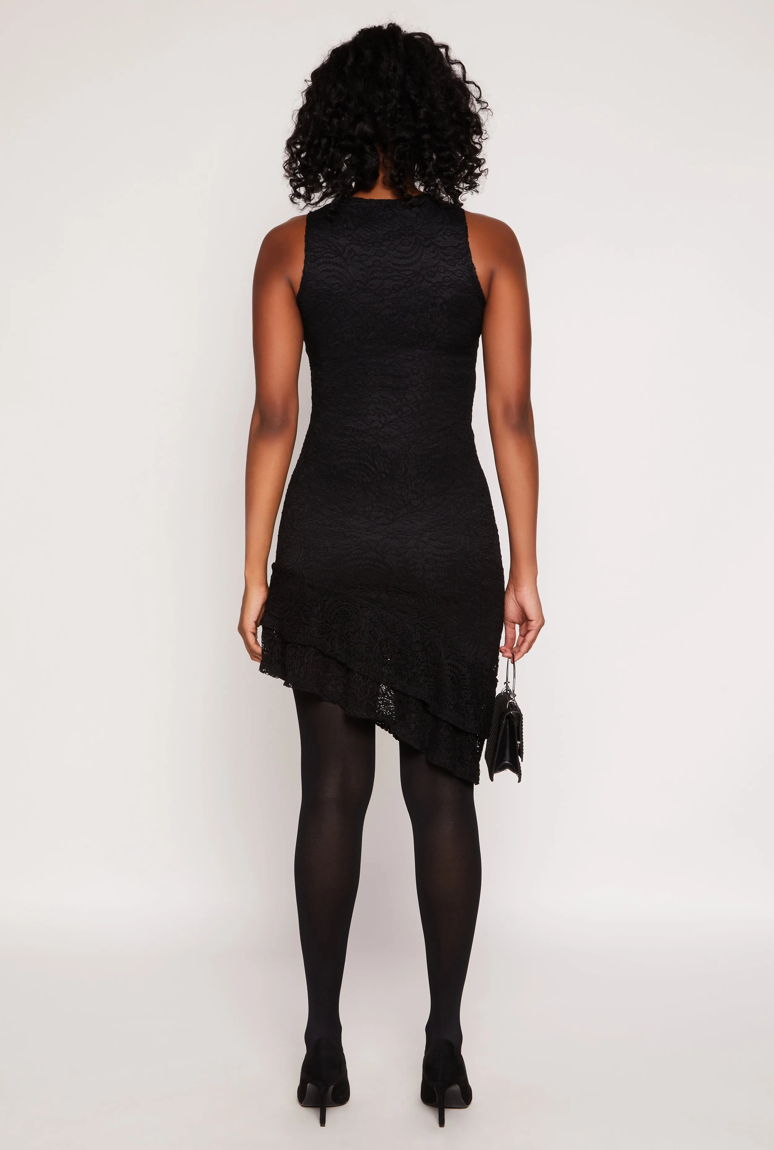 Lace Lined Asymmetrical Dress Weighted Hem Technology