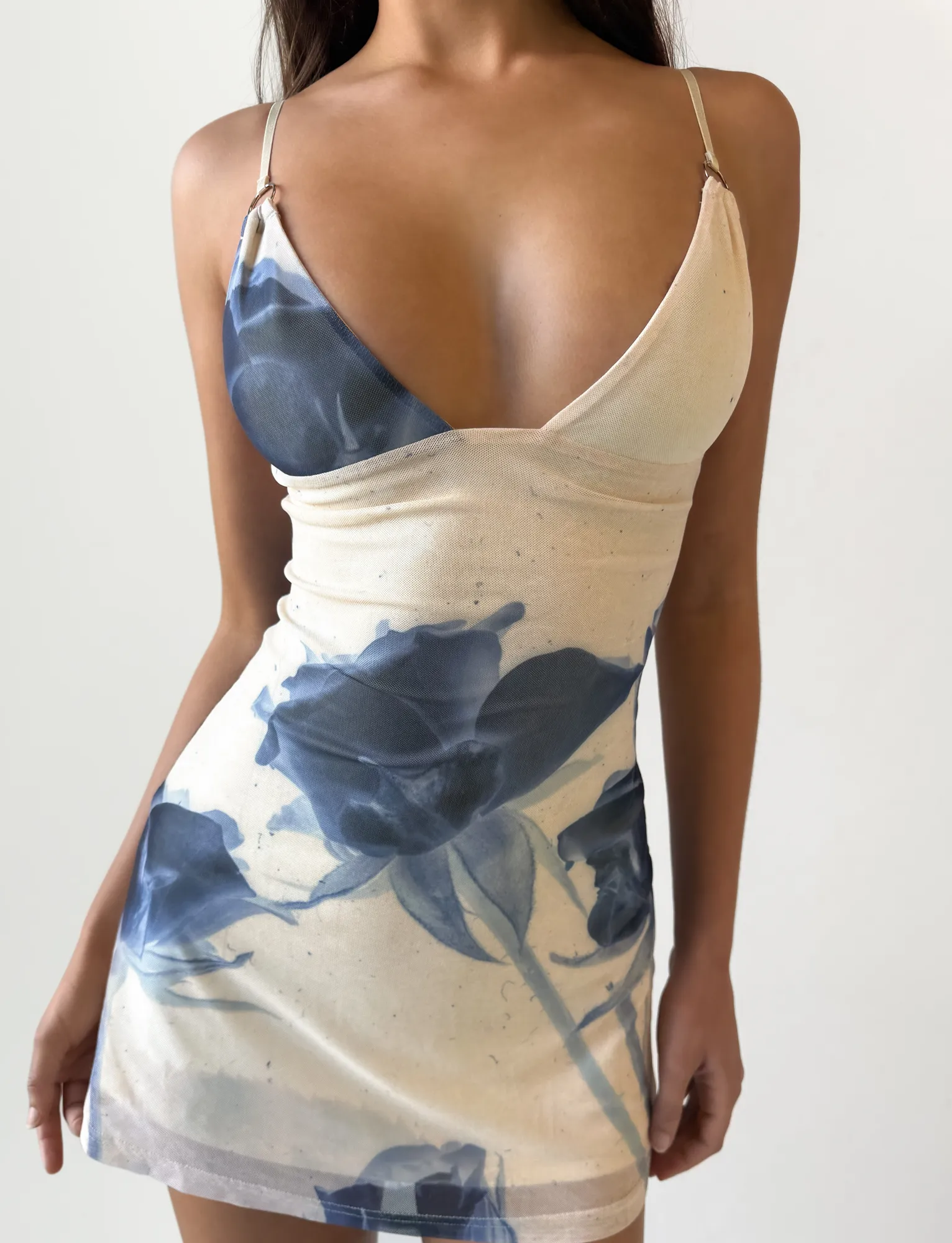 Bright-colored mini ROSY MINI DRESS - INDIGO FLORAL