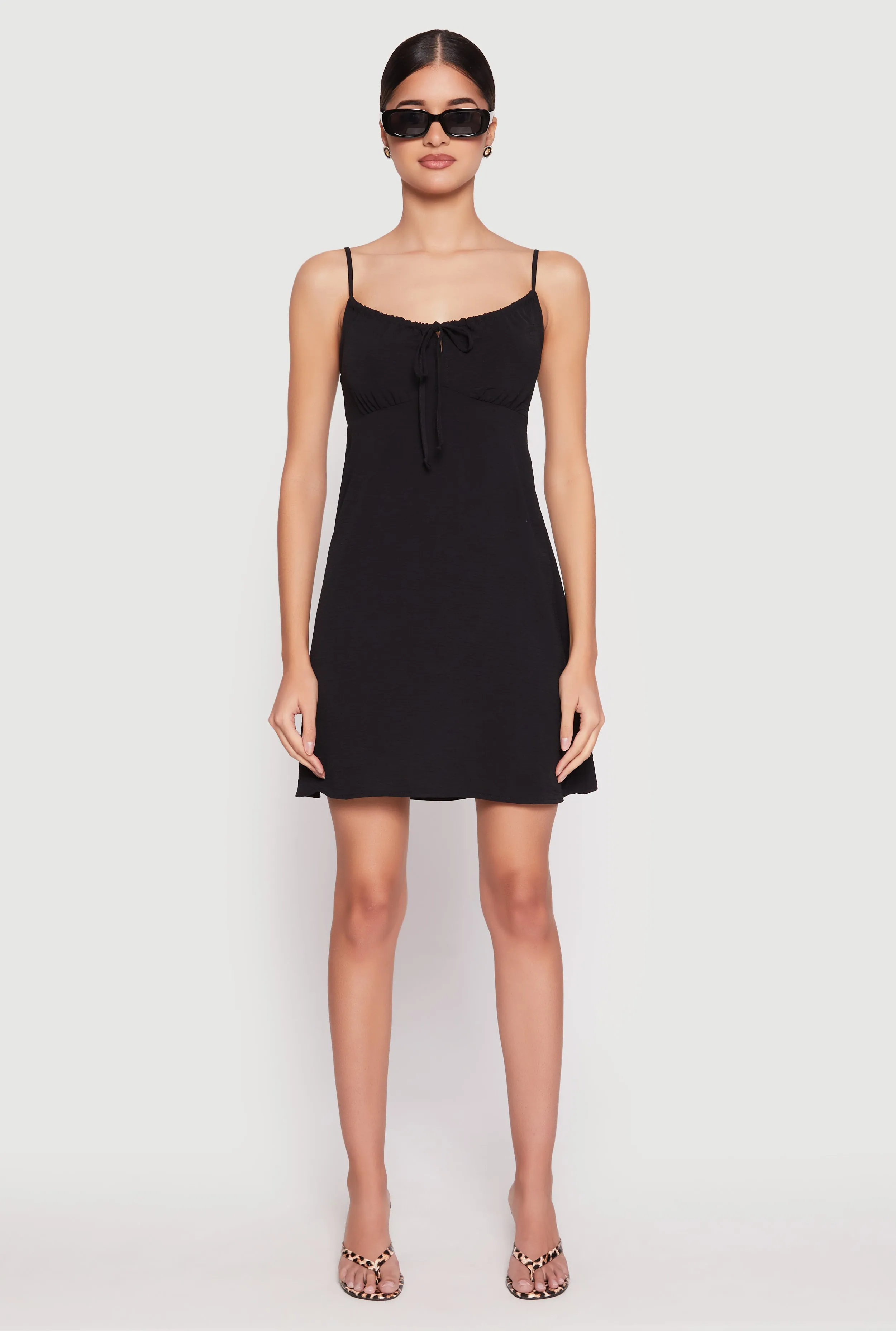 Street Pop Tie Front Keyhole Cami Dress