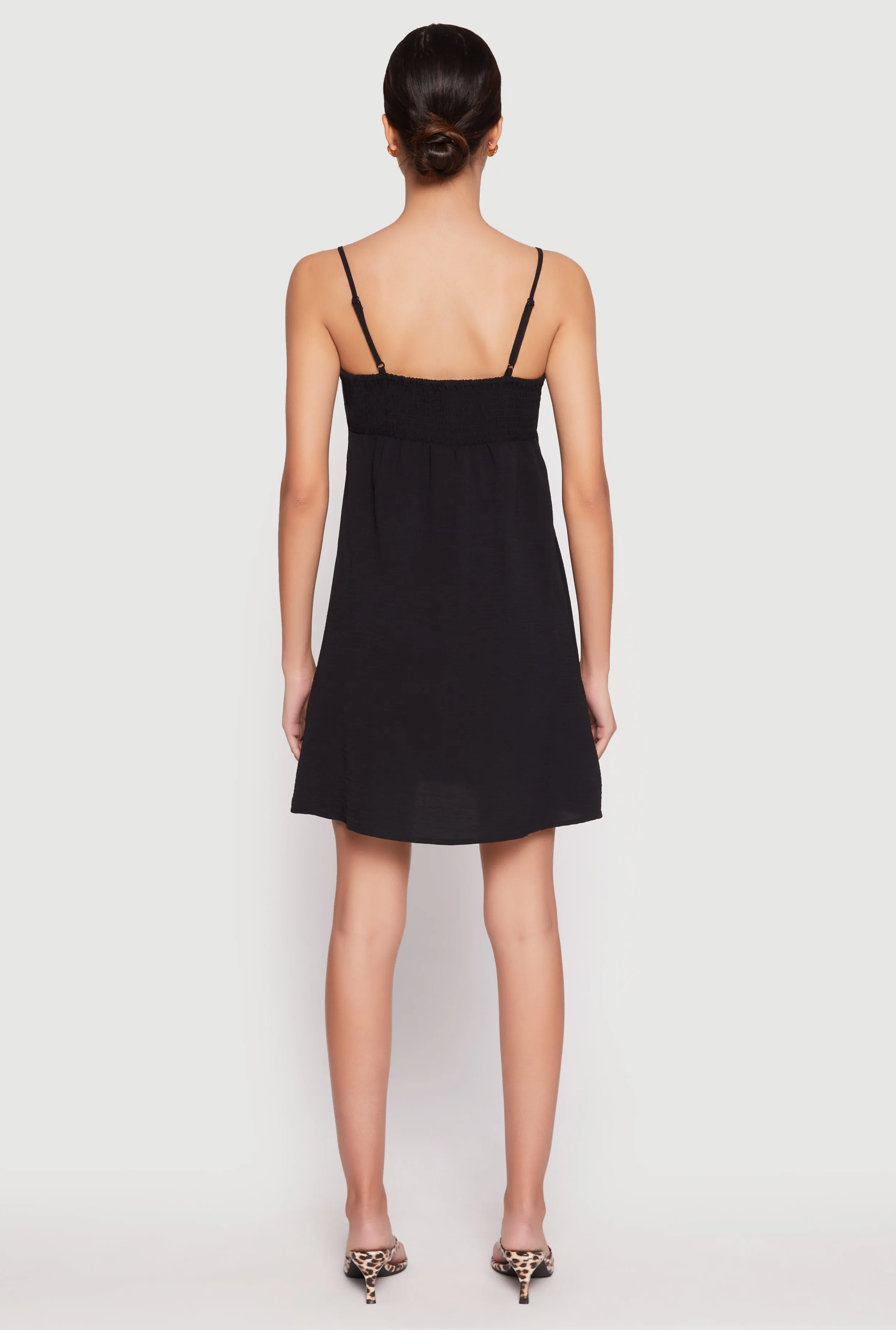 Bar Chic Versatile mini for casual wear Tie Front Keyhole Cami Dress
