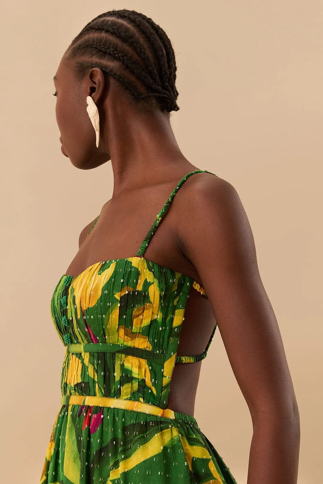 trendy details Effortless Comfort Green Banana Aquarela Midi Dress