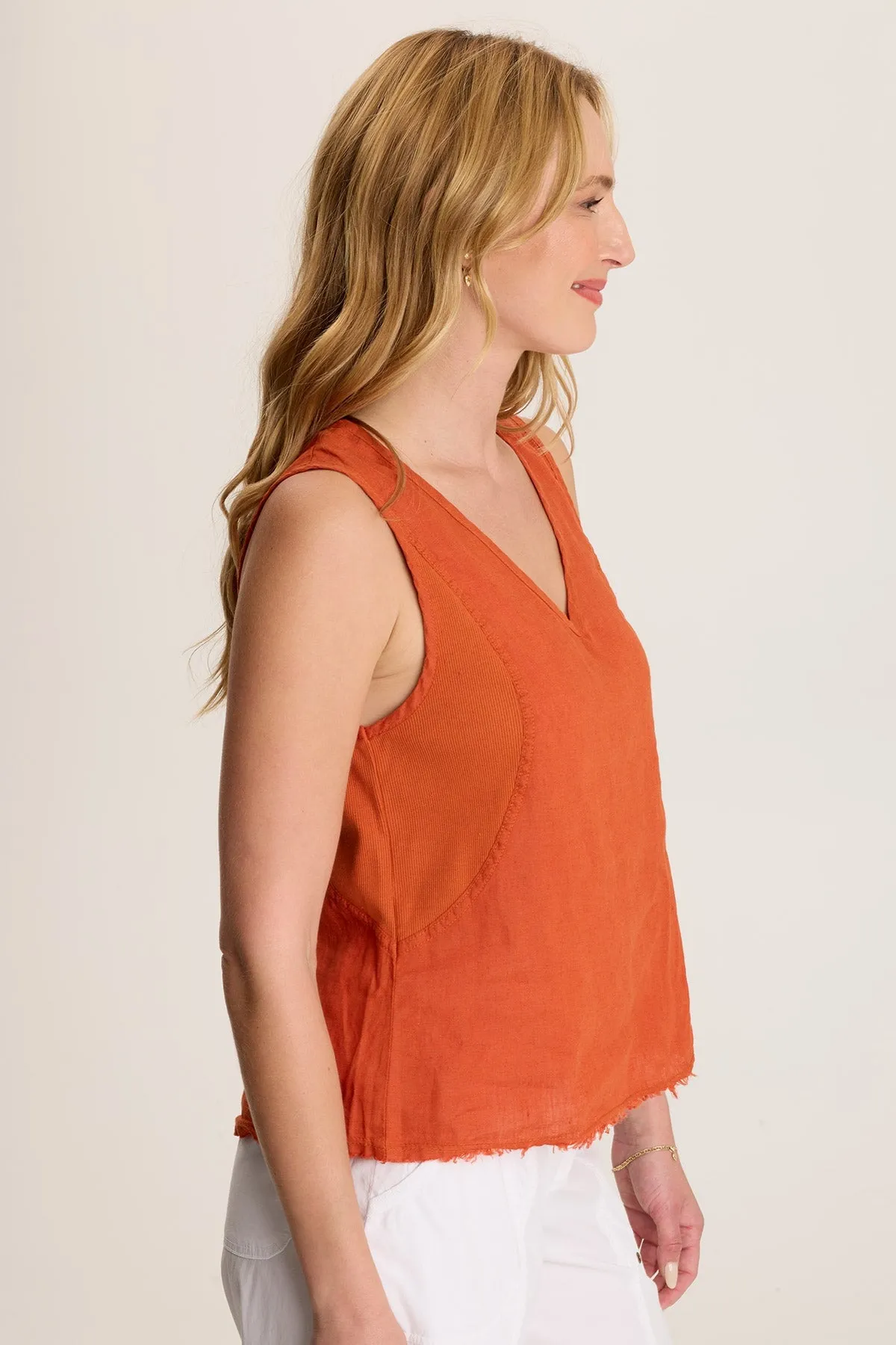 CompactPackaging Frost Glow Estine Linen V-Neck Tank Top