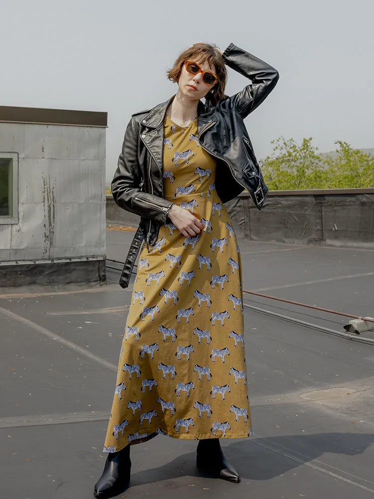 Mumbai Maxi Dress - Zebra Green ShrinkResistant