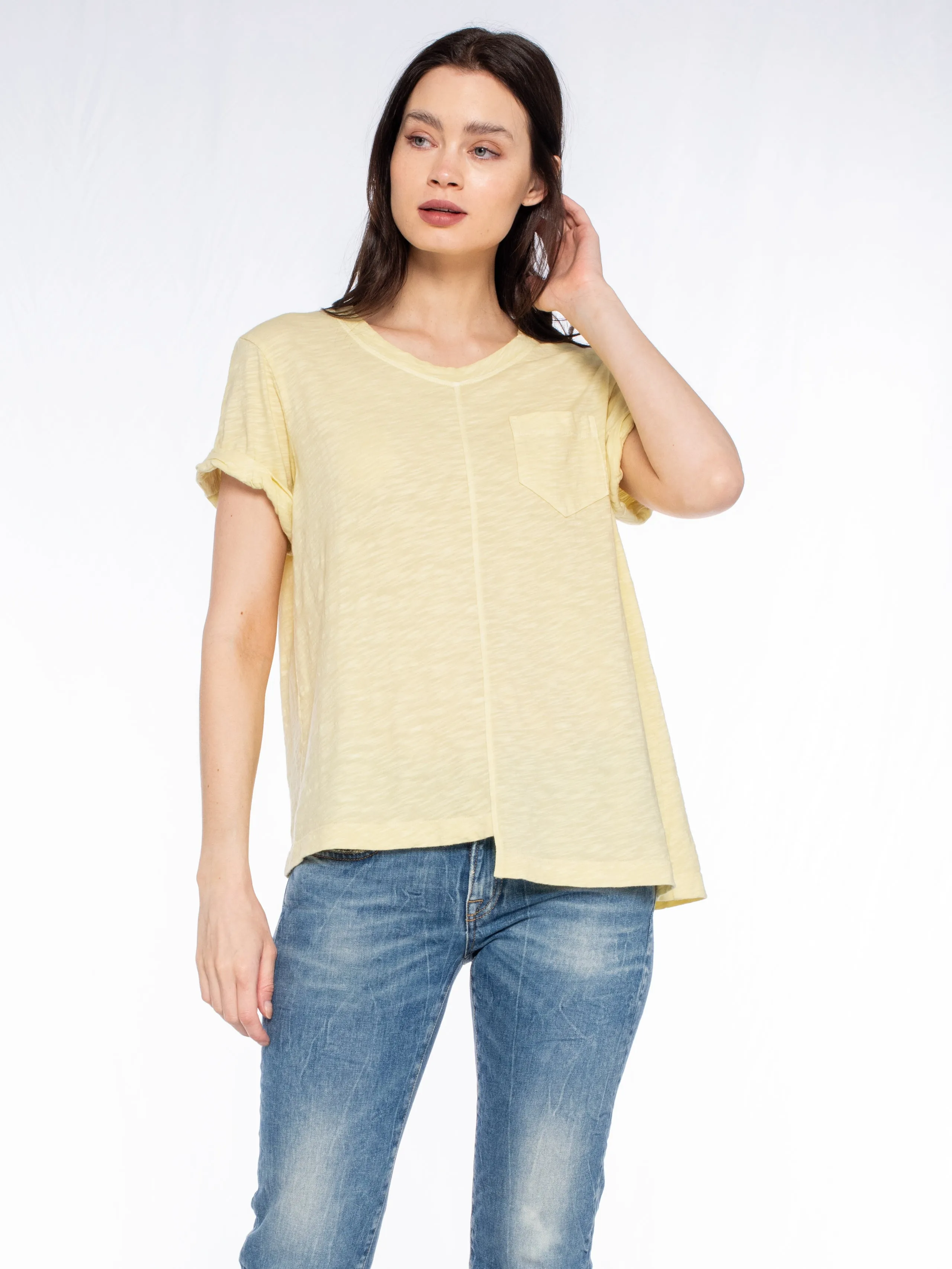 Roll Cuff Pocket Crew Shifted Tee CompactFold