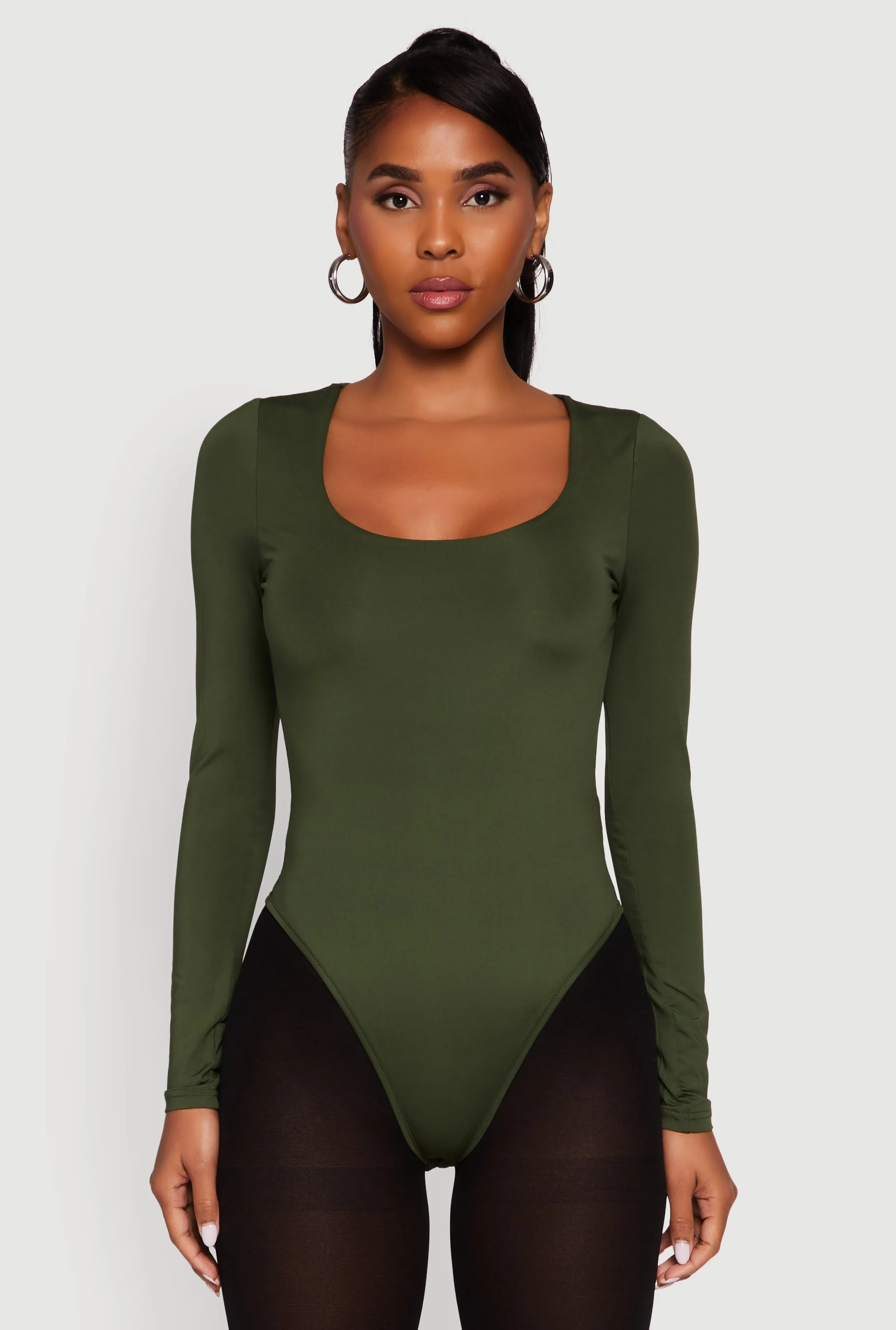 Dance Luxury Gym Minimal Long Sleeve Square Neck Bodysuit