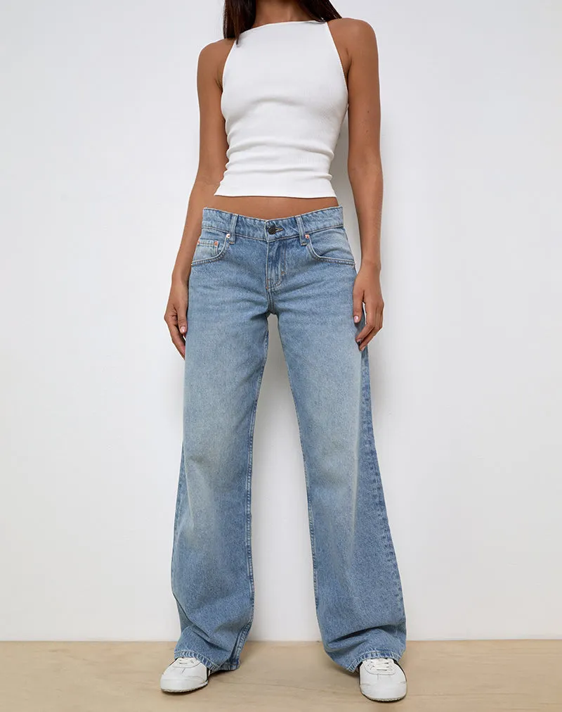 Smooth Yarn SeamlessFit Low Rise Parallel Jeans In Bright Blue Used