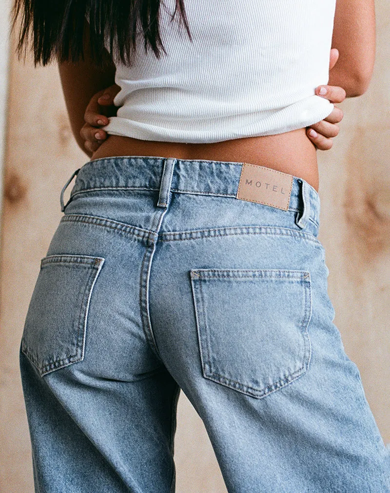Low Rise Parallel Jeans In Bright Blue Used Planet Care