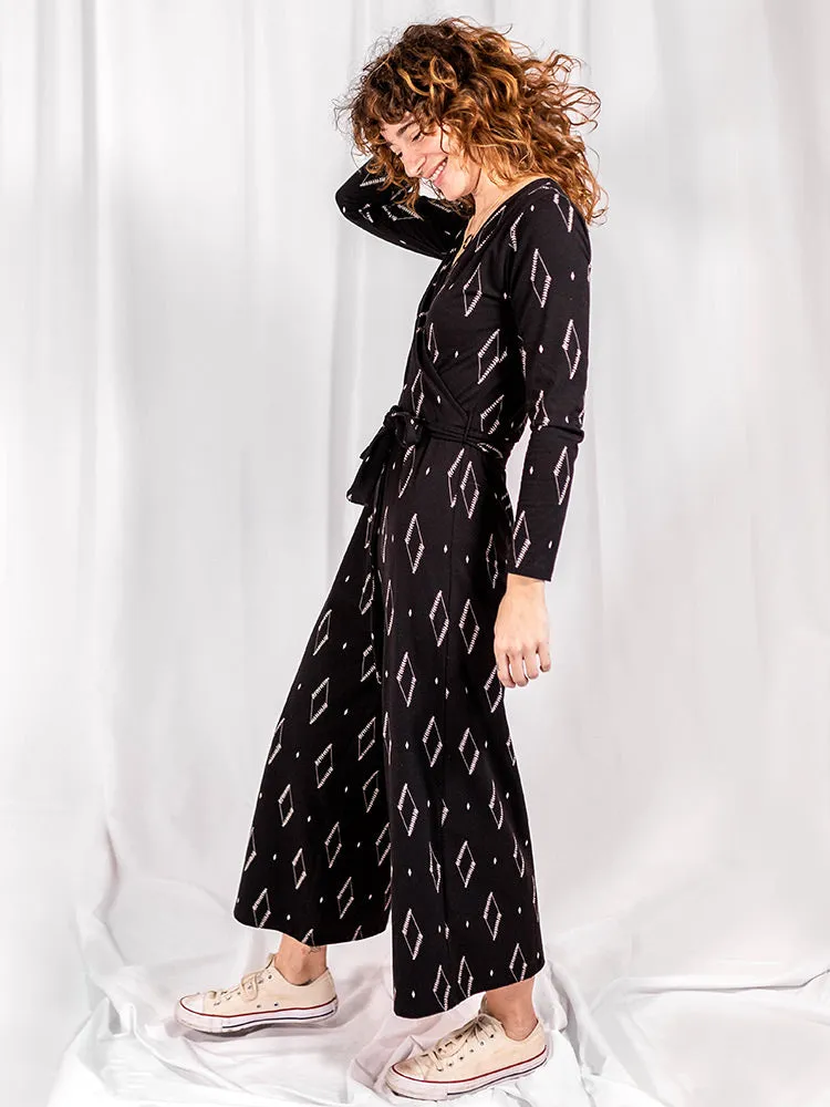 Craft Edge QuickAccess Pockets Rita Long Sleeve Jumpsuit - Diamond Vine Black
