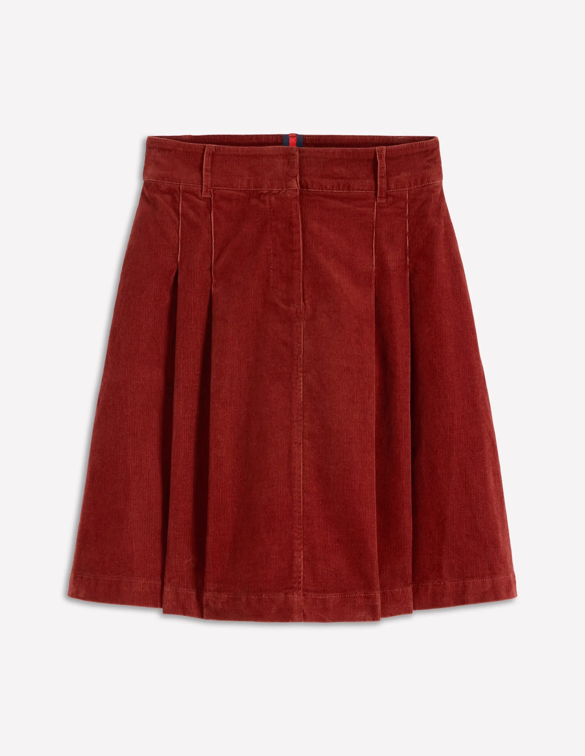 Pleated Cord Skirt-Fired Brick Handmade Quality