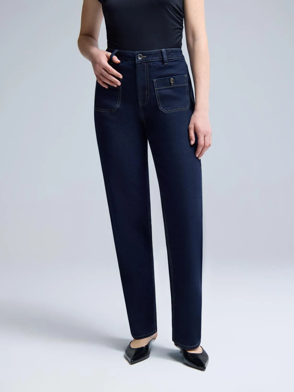 Rinse Wash Straight-Leg Jeans Wardrobe Choice Sunny Vibes Office Wear