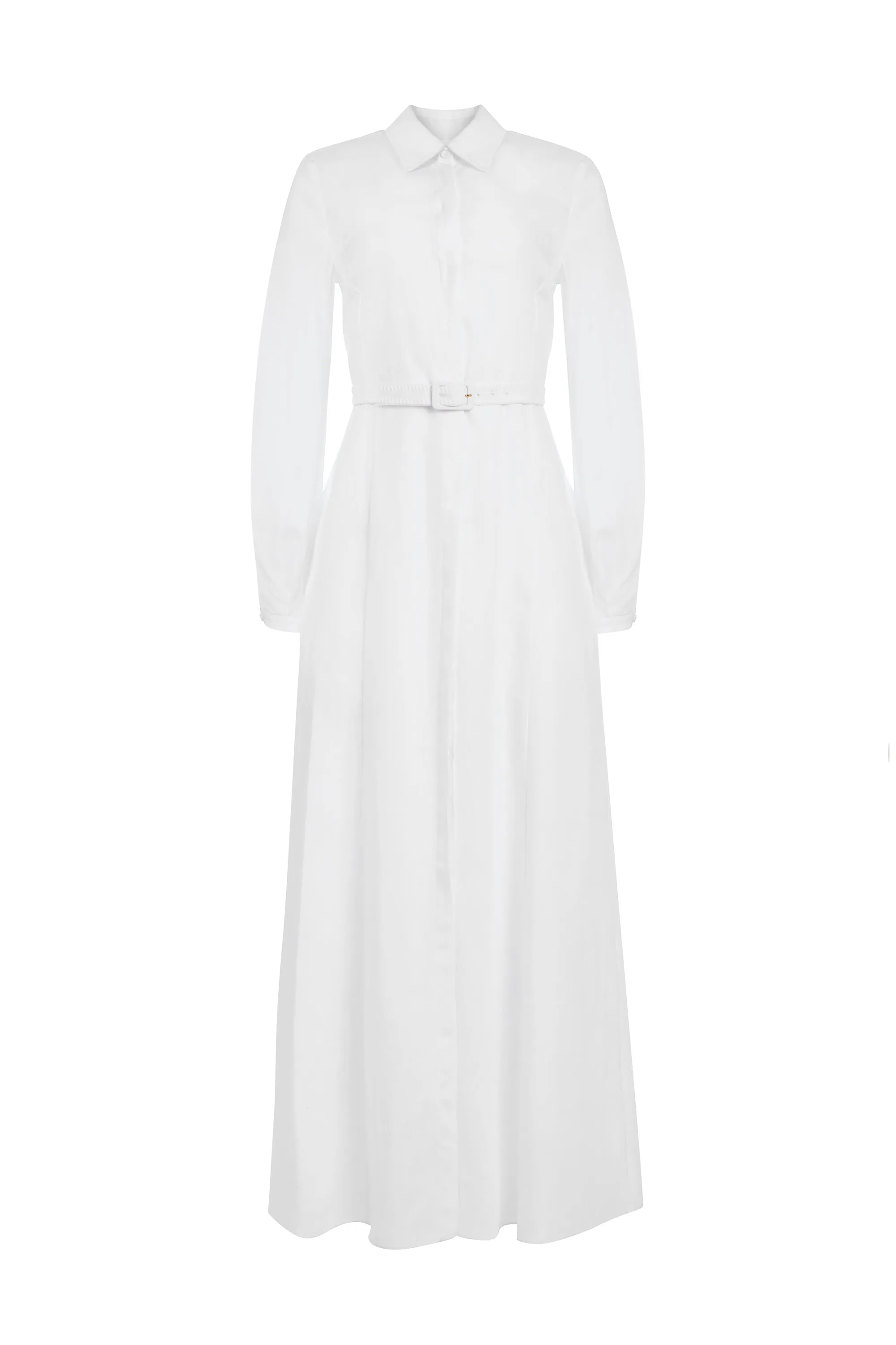 Breton Maxi Shirtdress with Slip in Ivory Aloe Linen Ship Glow