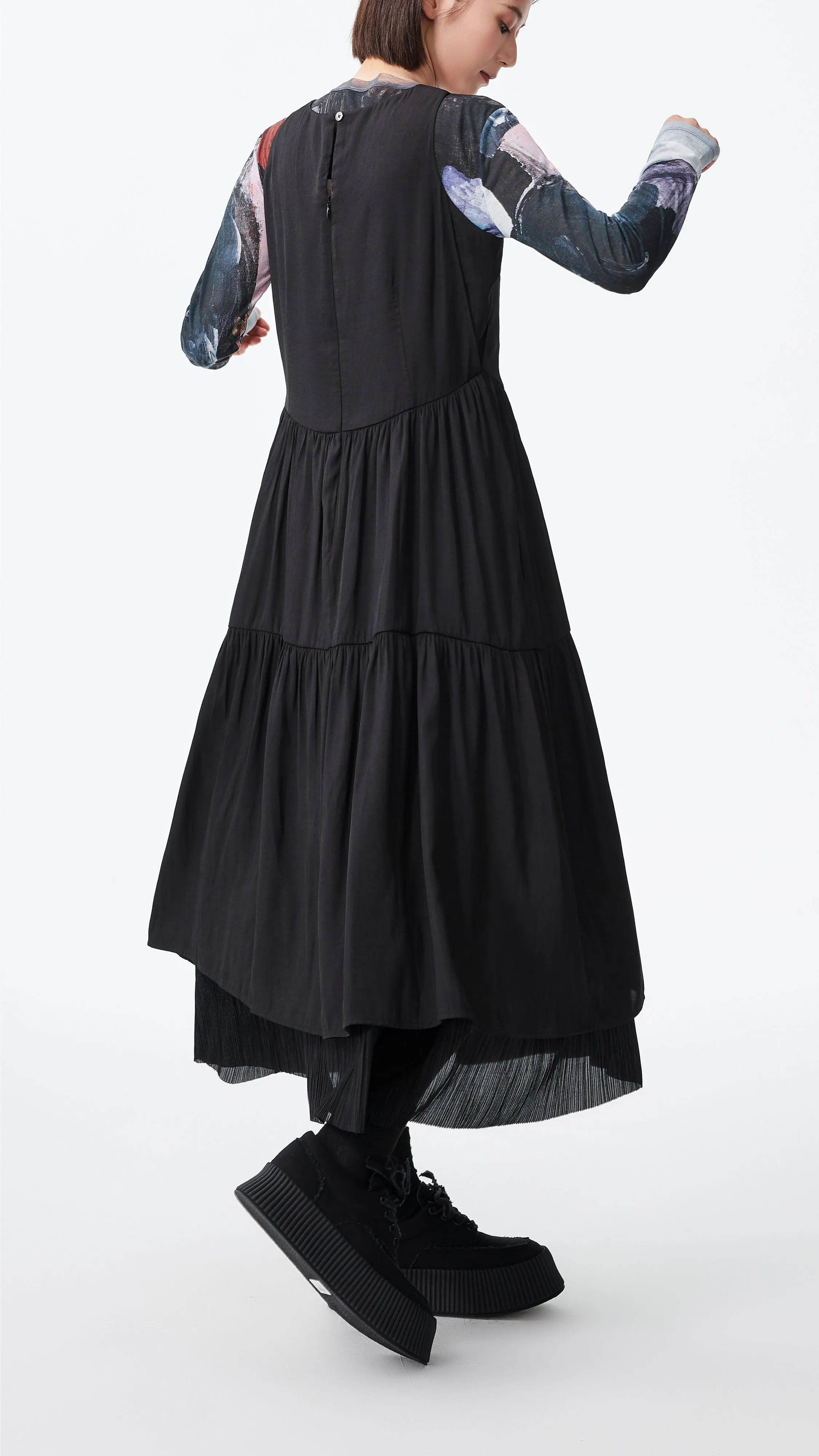 Tiered Midi Dress OdorResistant Material QuickAccess Pockets