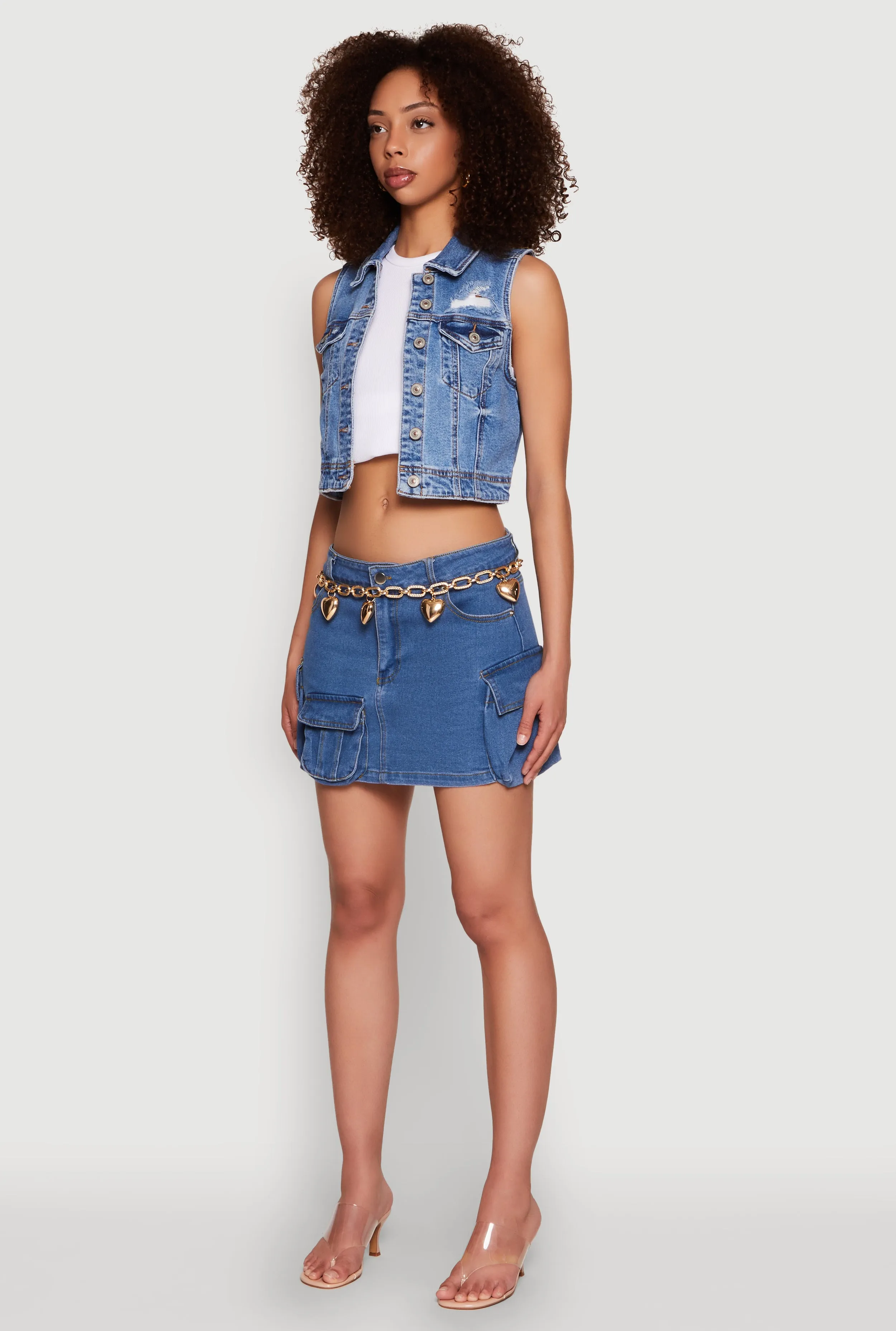 Gentle Comfort Water Resistant Haute Monde Denim Utility Mini Skirt