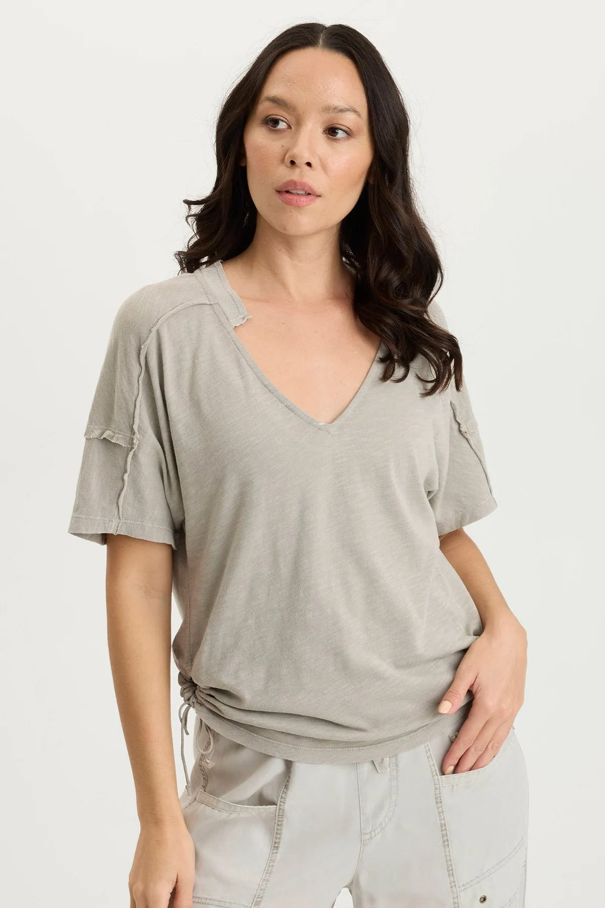 Siwa Jersey Split-Collar V-Neck Tee Flexible Joints