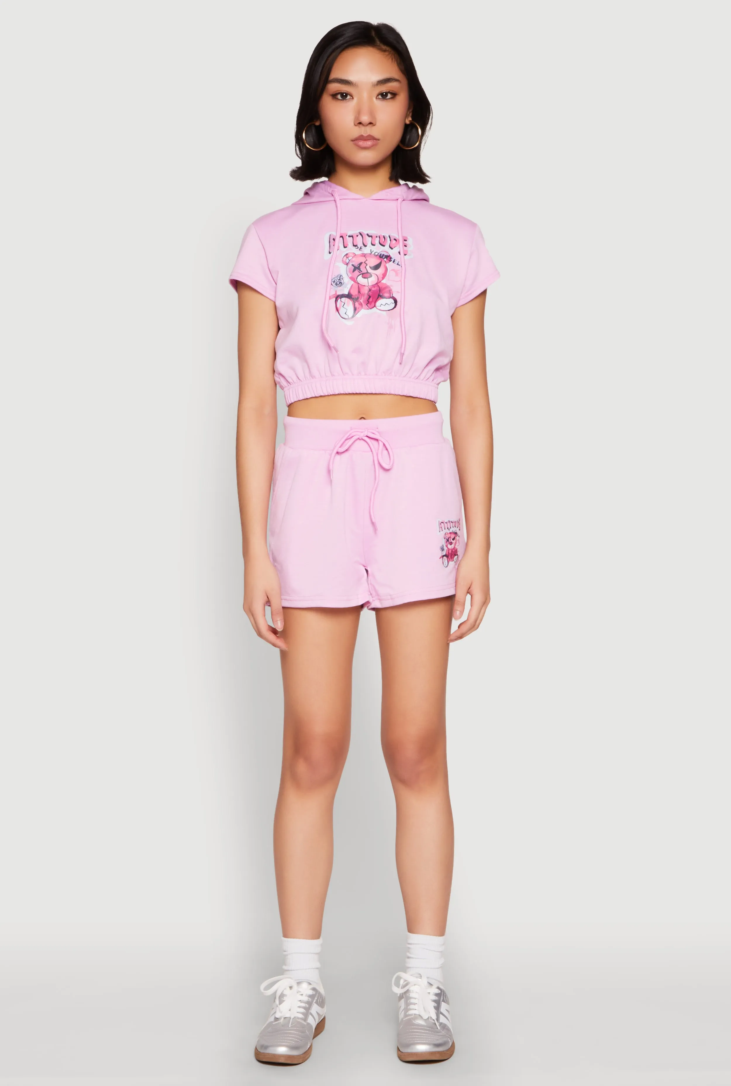 Reinforced Seams French Terry Bear Graphic Shorts
