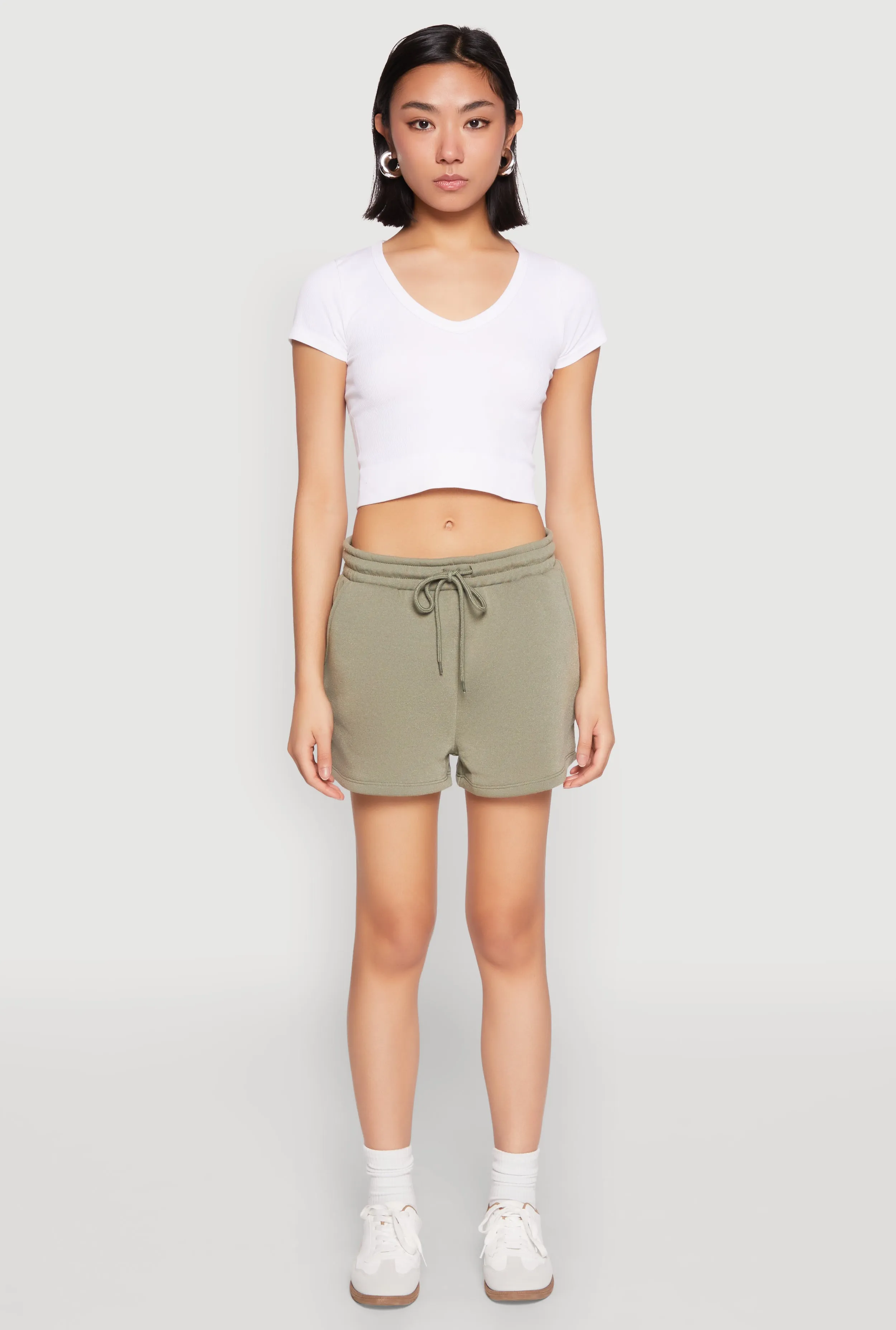 Stylish Outfit Street Fashion High Waist Drawstring Sweatshorts