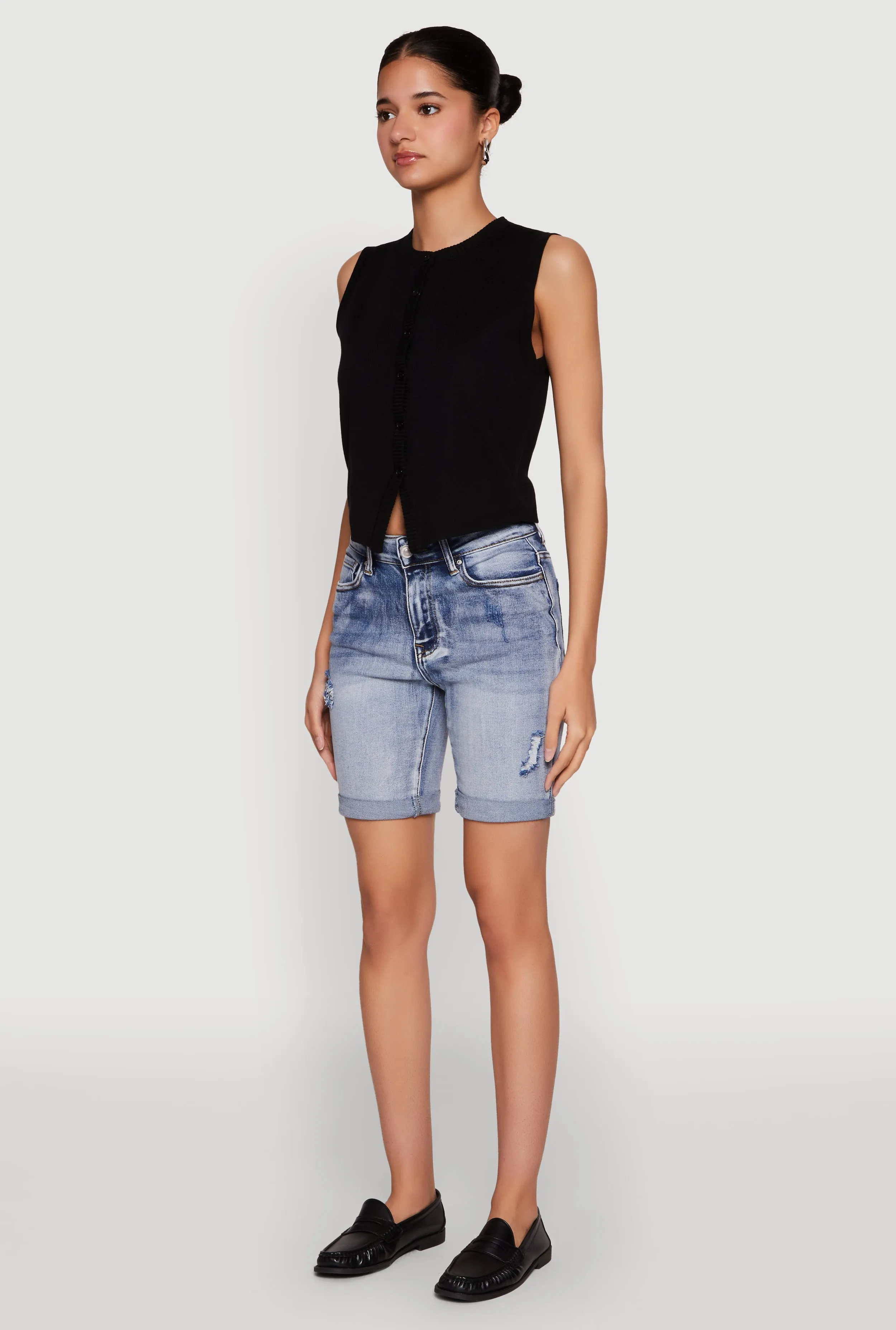 Exclusive item WAX Fixed Cuff Denim Bermuda Shorts