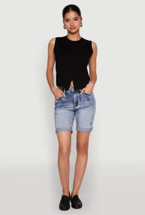 Water Repellent Finish neon colors WAX Fixed Cuff Denim Bermuda Shorts