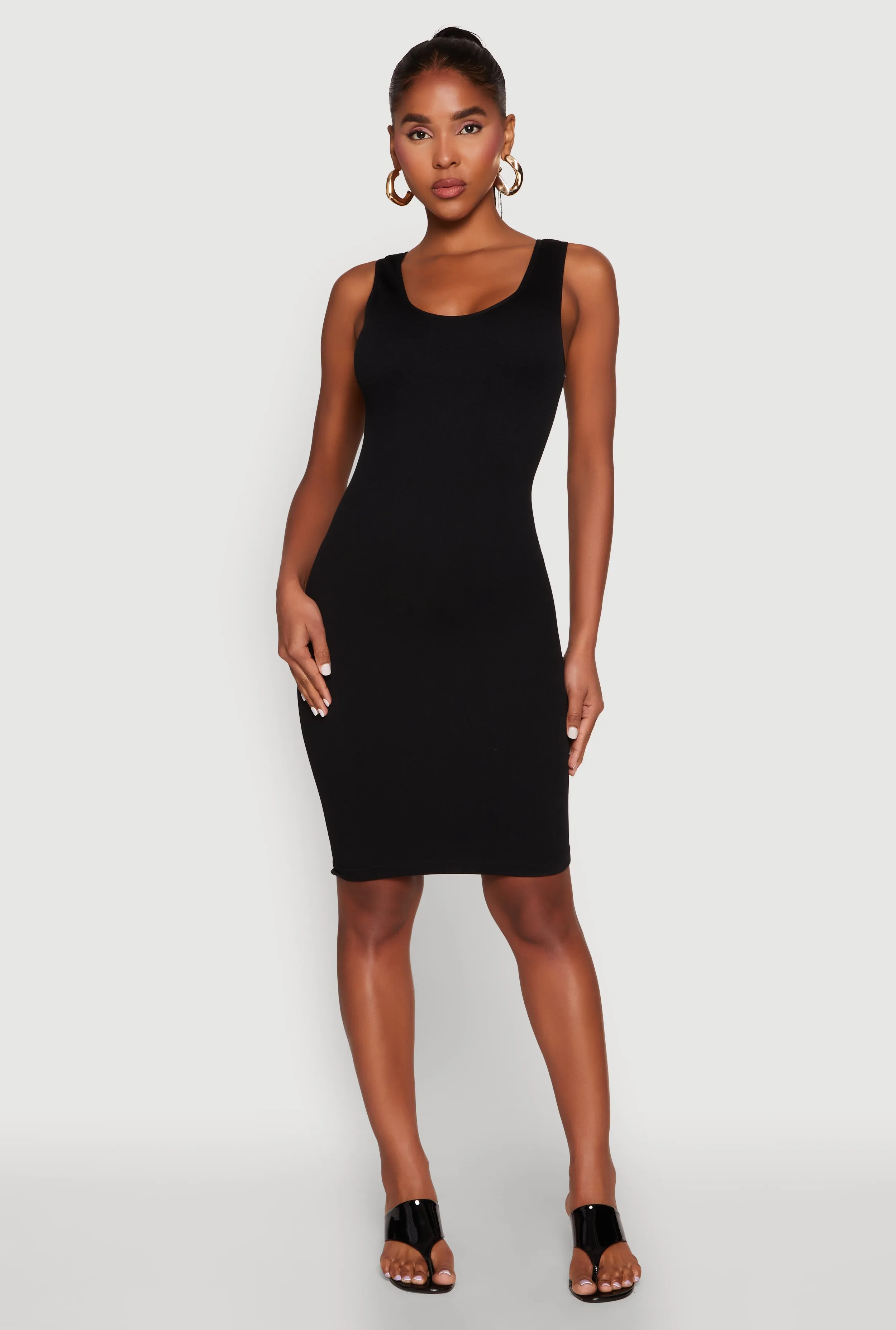 Y2K Feel Ribbed Knit Seamless Tank Dress