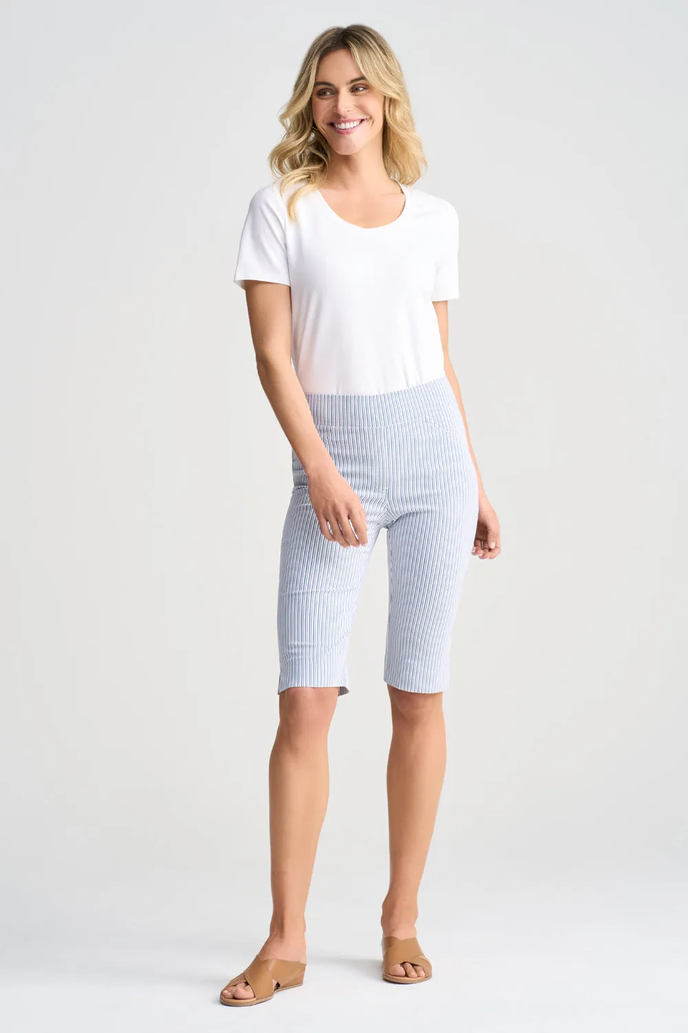 Bengajean? Short Seersucker - Navy & White Stripe Active Shorts