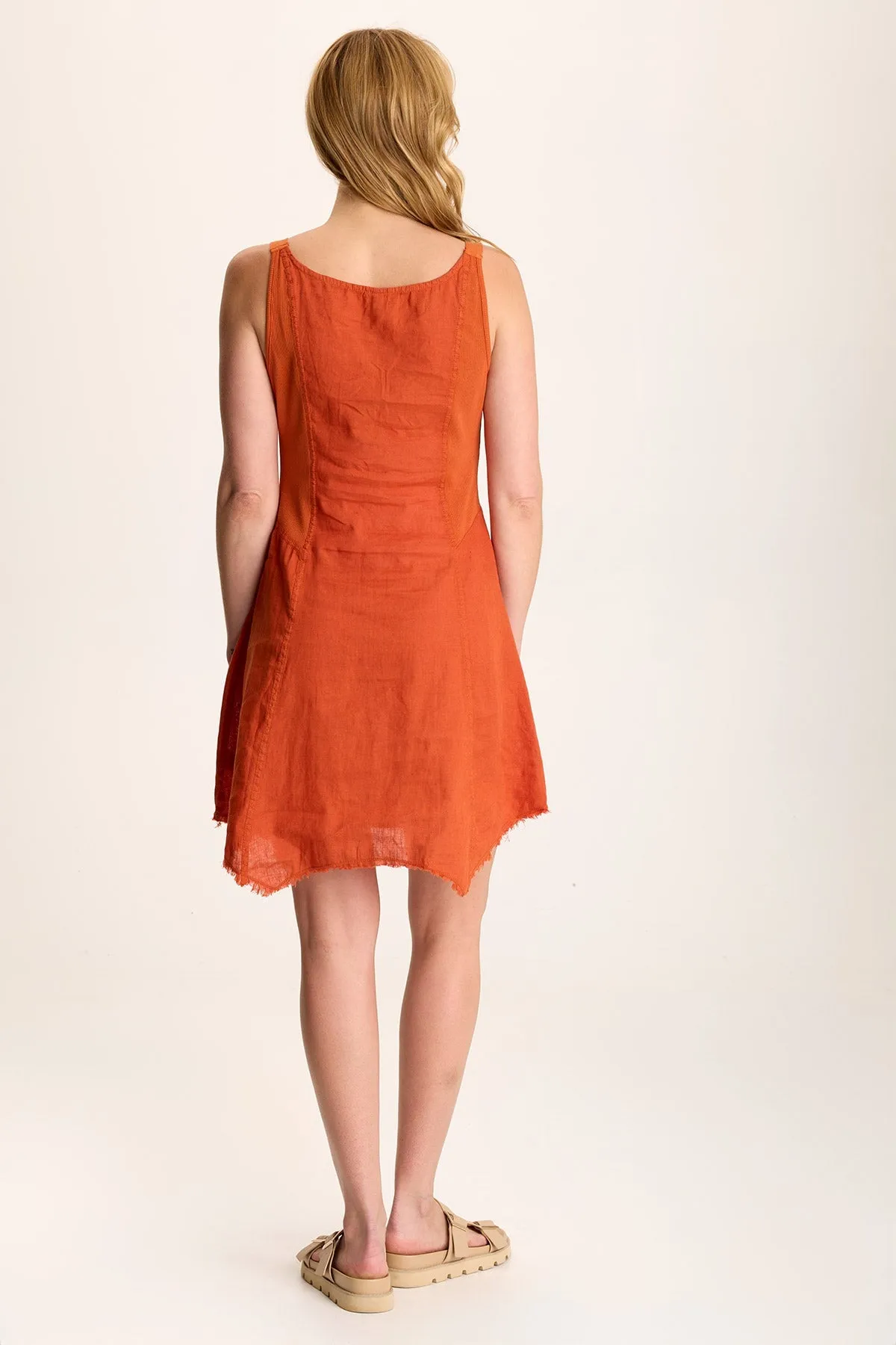 Murlie Linen Mini Dress with Sharkbite Hem NonIrritatingSeams Star Fit