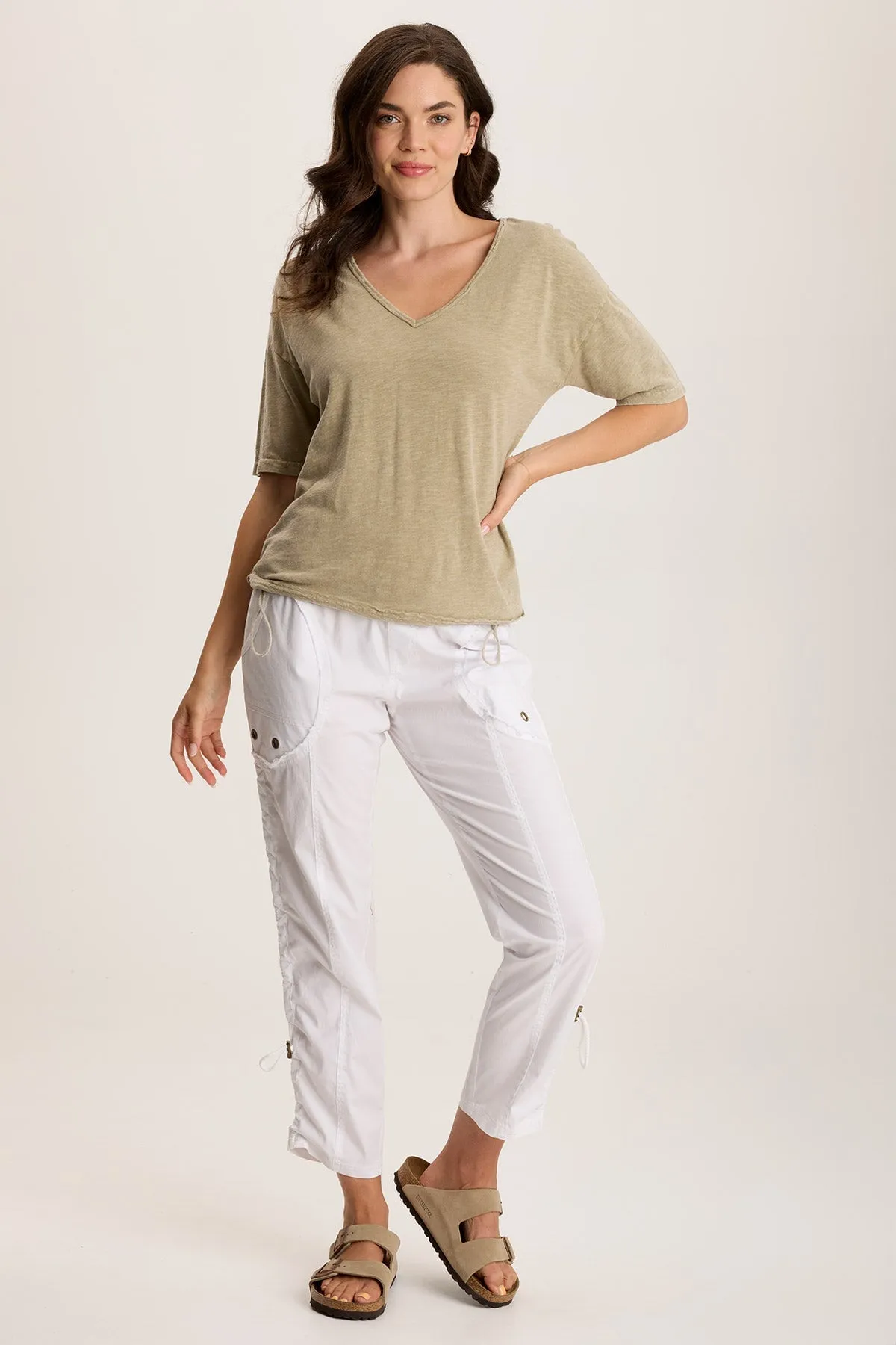Rajni V-Neck Cinchable Hem Tee WrinkleFreeFabric