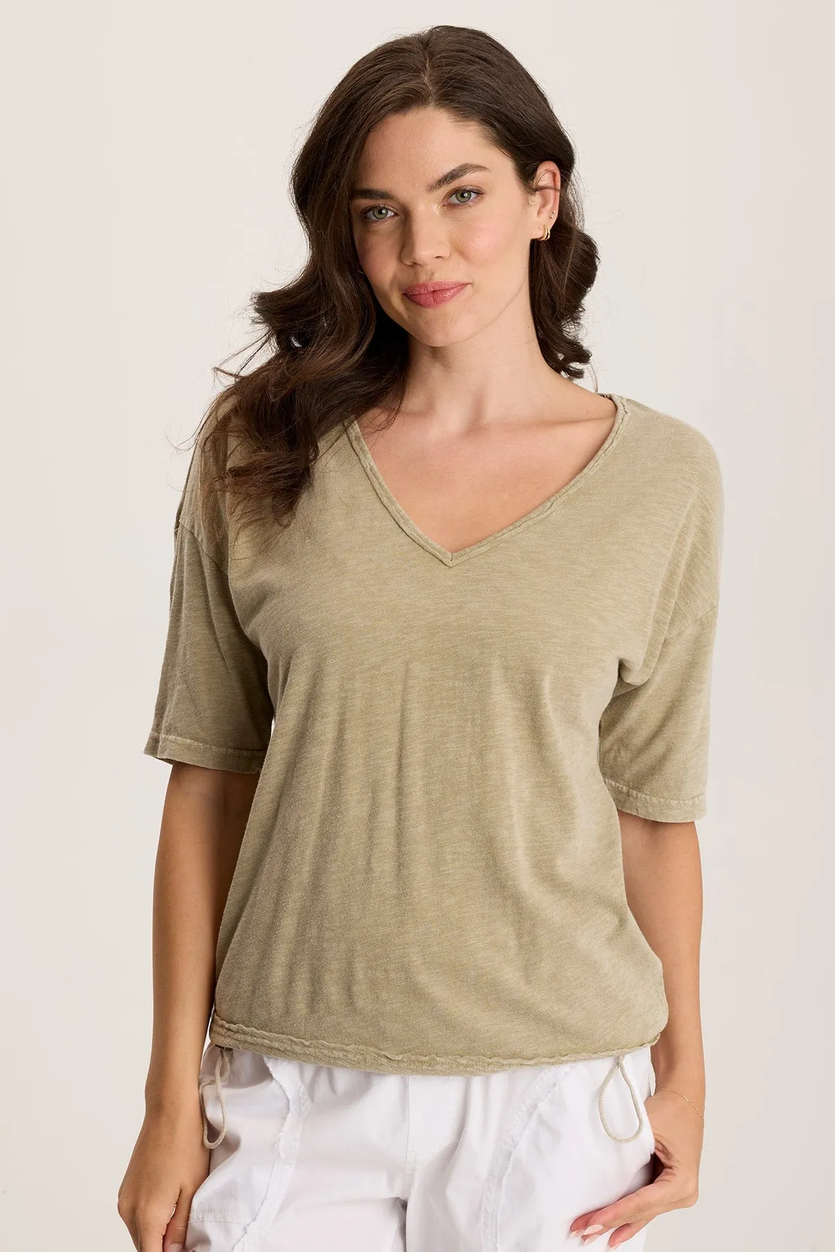 Rajni V-Neck Cinchable Hem Tee NoIrritationSeams